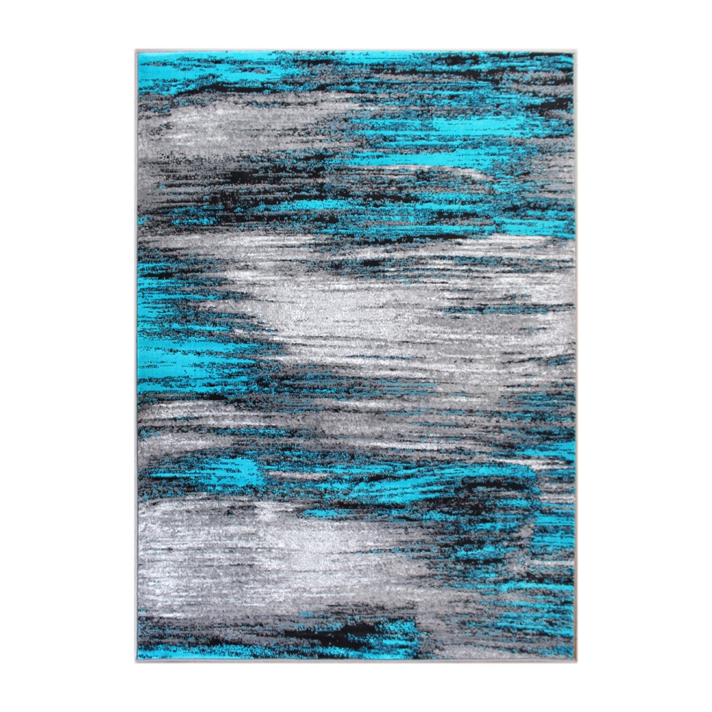 Rylan Collection 6' x 9' Turquoise Abstract Area Rug-Olefin Rug with Jute Backing for Hallway, Entryway, Bedroom, Living Room Turquoise