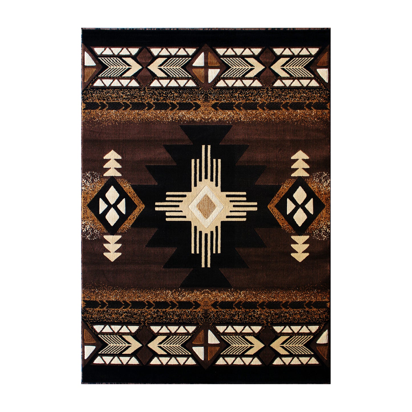 Mohave Collection 5' x 7' Chocolate Traditional Southwestern Style Area Rug - Olefin Fibers with Jute Backing Chocolate