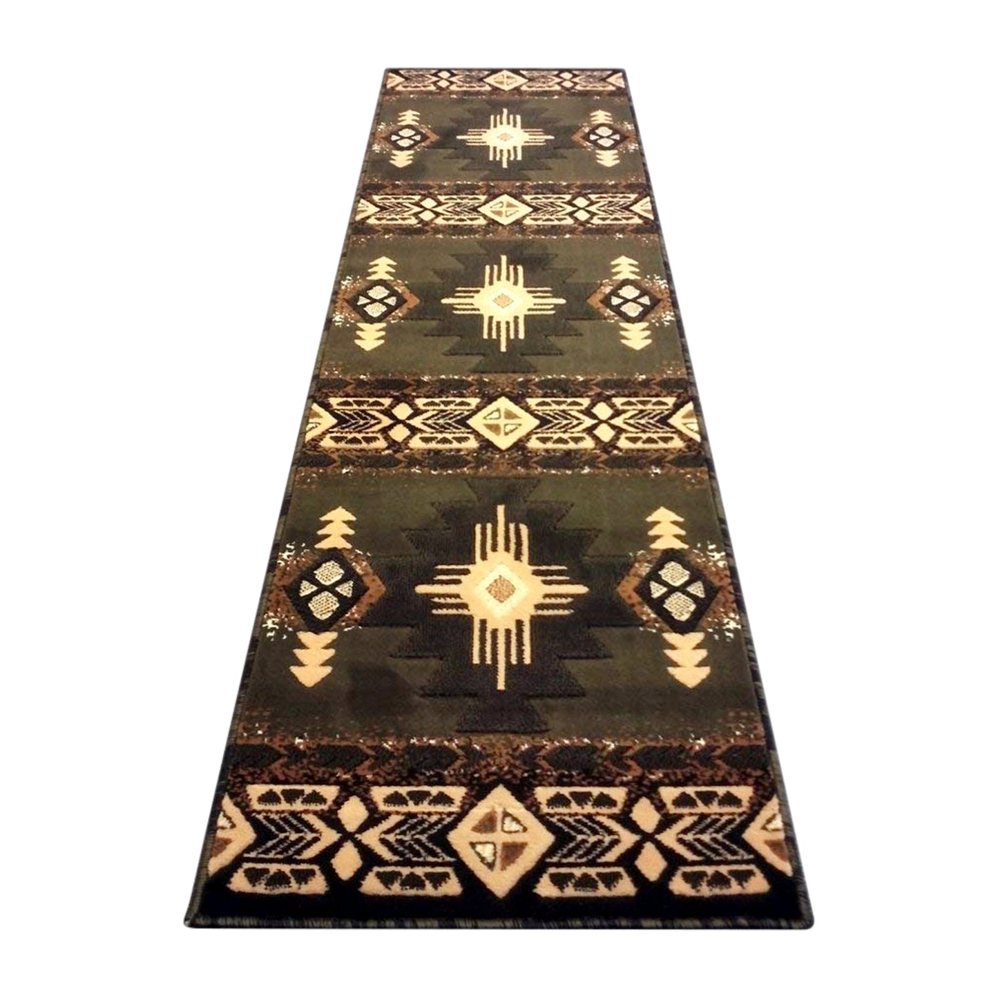 Mohave Collection 2' x 7' Sage Traditional Southwestern Style Area Rug - Olefin Fibers with Jute Backing Sage