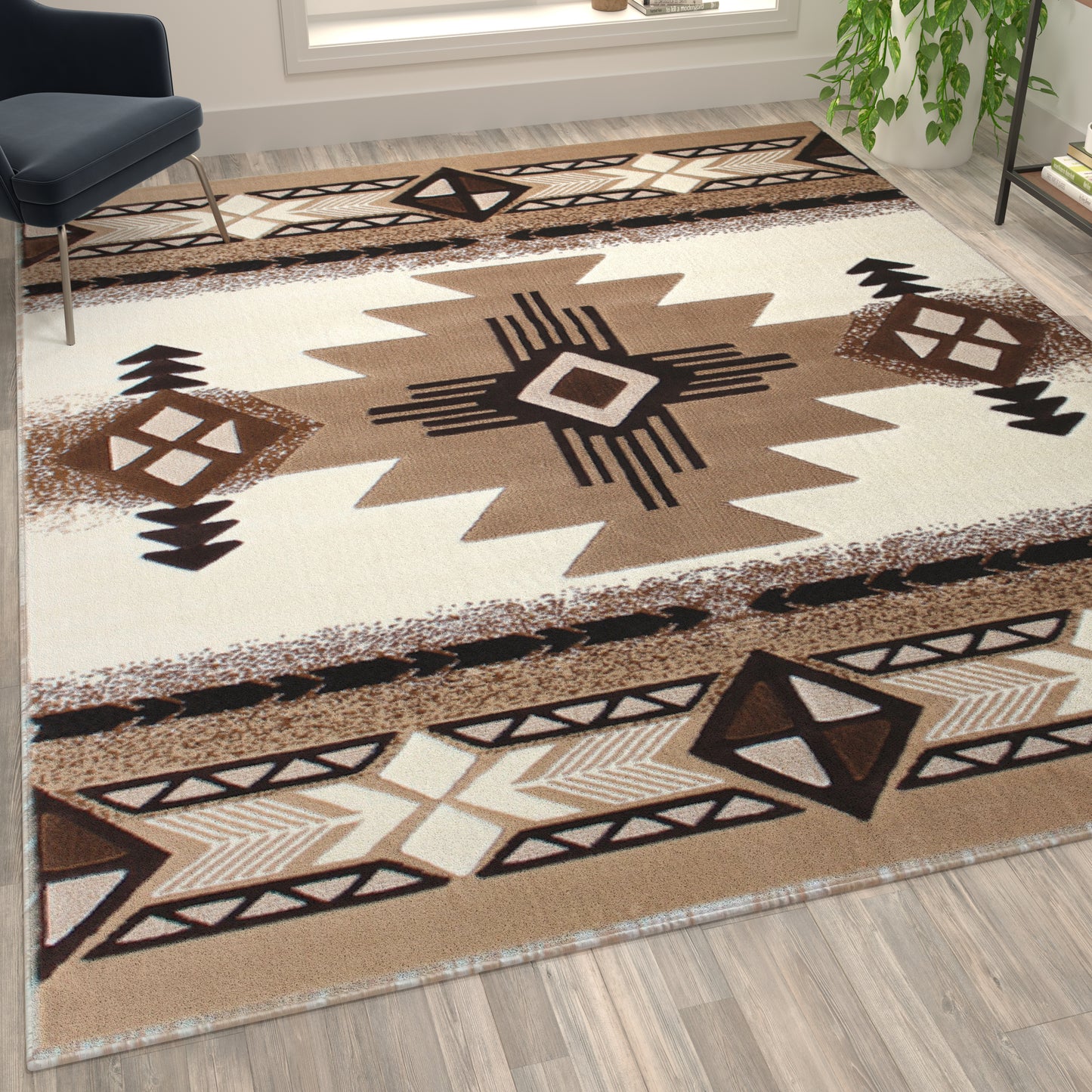 Mohave Collection 2' x 7' Sage Traditional Southwestern Style Area Rug - Olefin Fibers with Jute Backing Sage