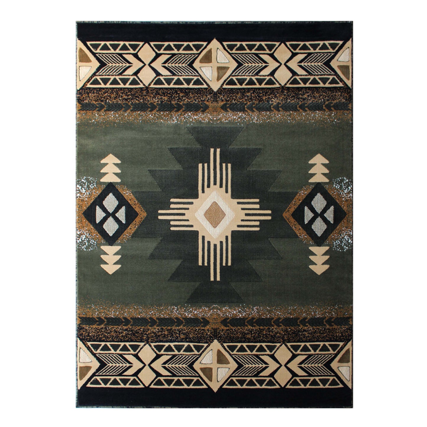 Mohave Collection 5' x 7' Sage Traditional Southwestern Style Area Rug - Olefin Fibers with Jute Backing Sage