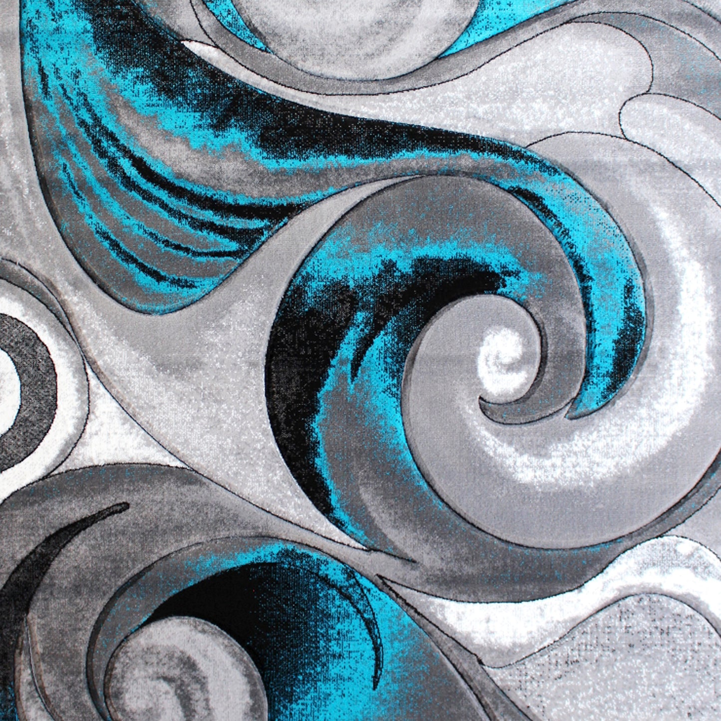 Tellus Collection 8' x 10' Olefin Turquoise Ocean Waves Pattern Area Rug with Jute Backing for Entryway, Living Room, Bedroom Turquoise