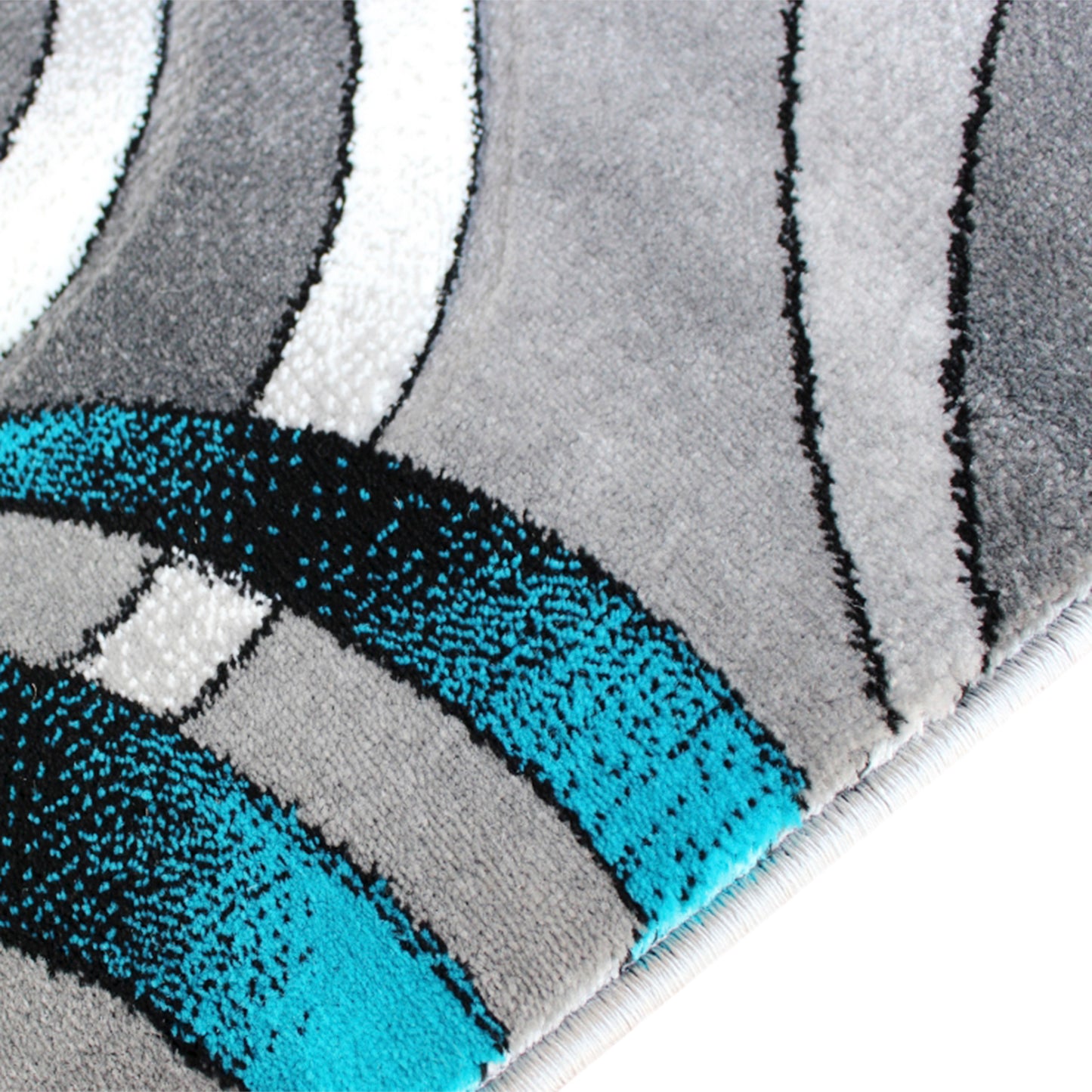 Masie Collection 5' x 7' Turquoise Swirl Olefin Area Rug with Jute Backing - Entryway, Living Room, Bedroom Turquoise