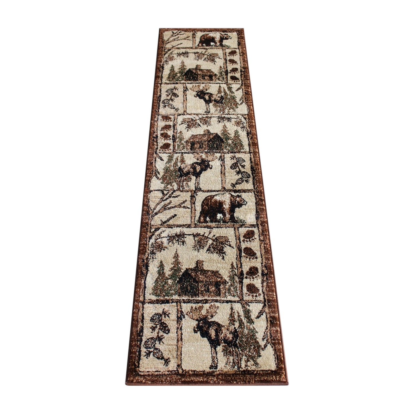 Vale Collection 2' x 7' Rustic Wildlife Themed Area Rug - Olefin Rug with Jute Backing - Entryway, Living Room, or Bedroom Brown