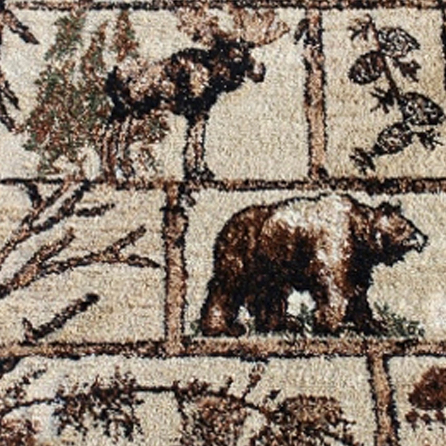 Vale Collection 2' x 7' Rustic Wildlife Themed Area Rug - Olefin Rug with Jute Backing - Entryway, Living Room, or Bedroom Brown