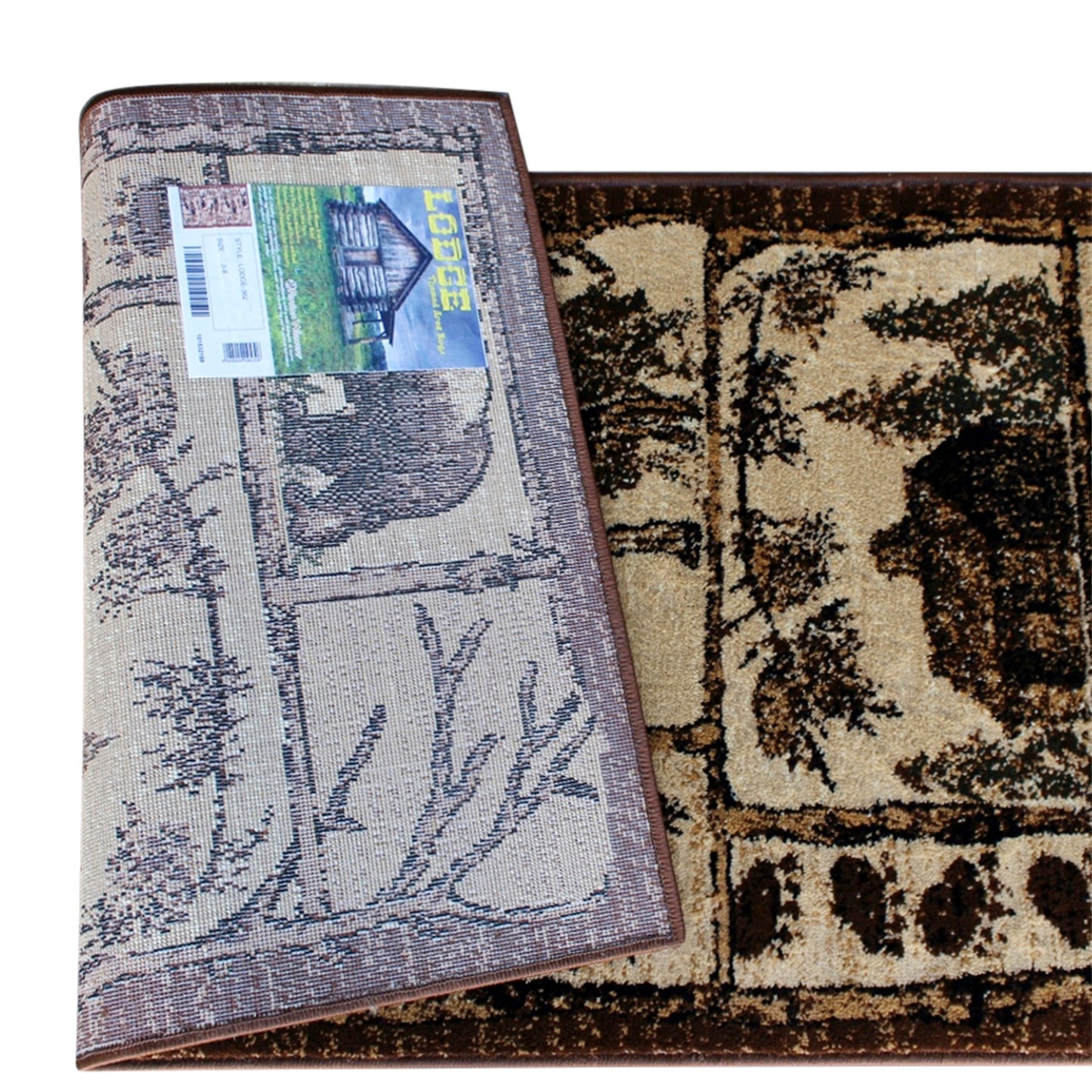 Vale Collection 2' x 7' Rustic Wildlife Themed Area Rug - Olefin Rug with Jute Backing - Entryway, Living Room, or Bedroom Brown