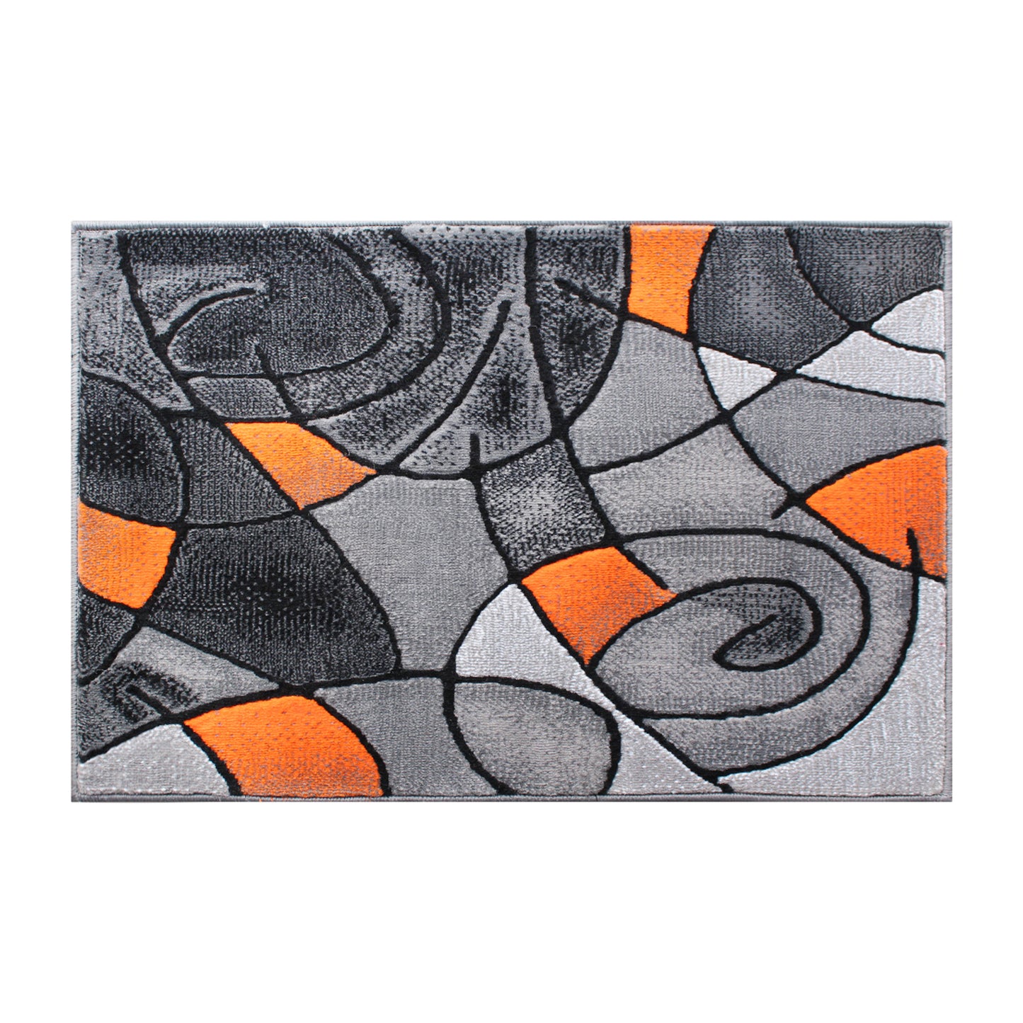 Jubilee Collection 2' x 3' Orange Abstract Pattern Area Rug - Olefin Rug with Jute Backing for Hallway, Entryway, or Bedroom Orange