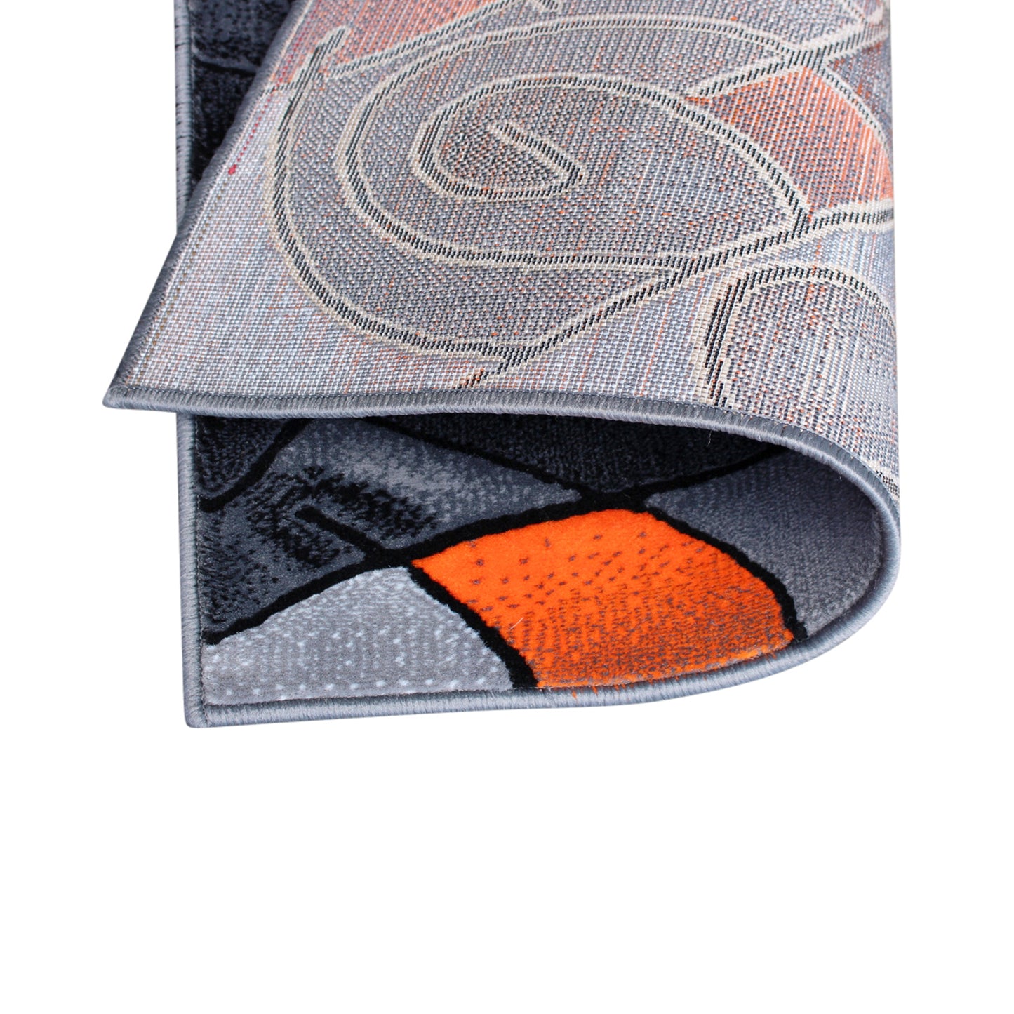 Jubilee Collection 2' x 3' Orange Abstract Pattern Area Rug - Olefin Rug with Jute Backing for Hallway, Entryway, or Bedroom Orange