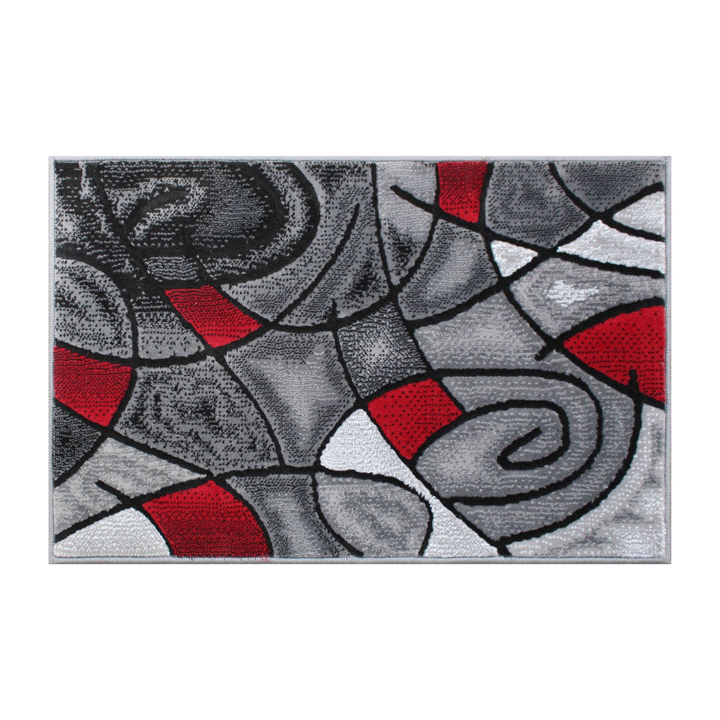 Jubilee Collection 2' x 3' Red Abstract Pattern Area Rug - Olefin Rug with Jute Backing for Hallway, Entryway, or Bedroom Red