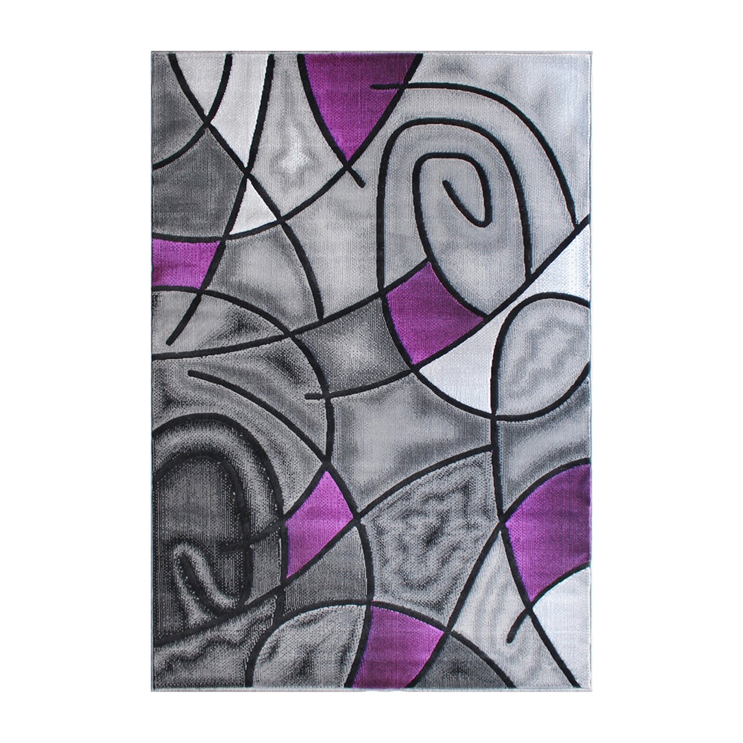 Jubilee Collection 3' x 5' Purple Abstract Area Rug - Olefin Rug with Jute Backing - Living Room, Bedroom, & Family Room Purple