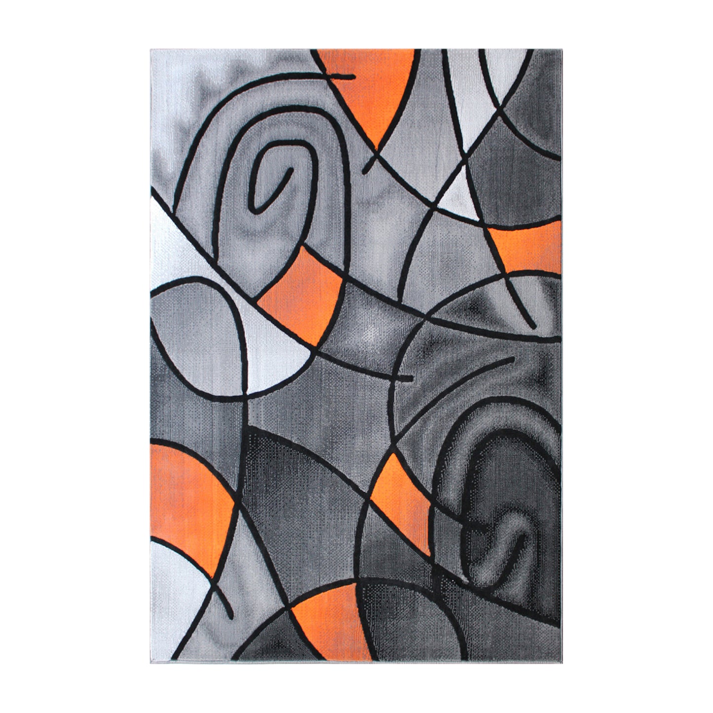 Jubilee Collection 5' x 7' Orange Abstract Area Rug - Olefin Rug with Jute Backing - Living Room, Bedroom, & Family Room Orange