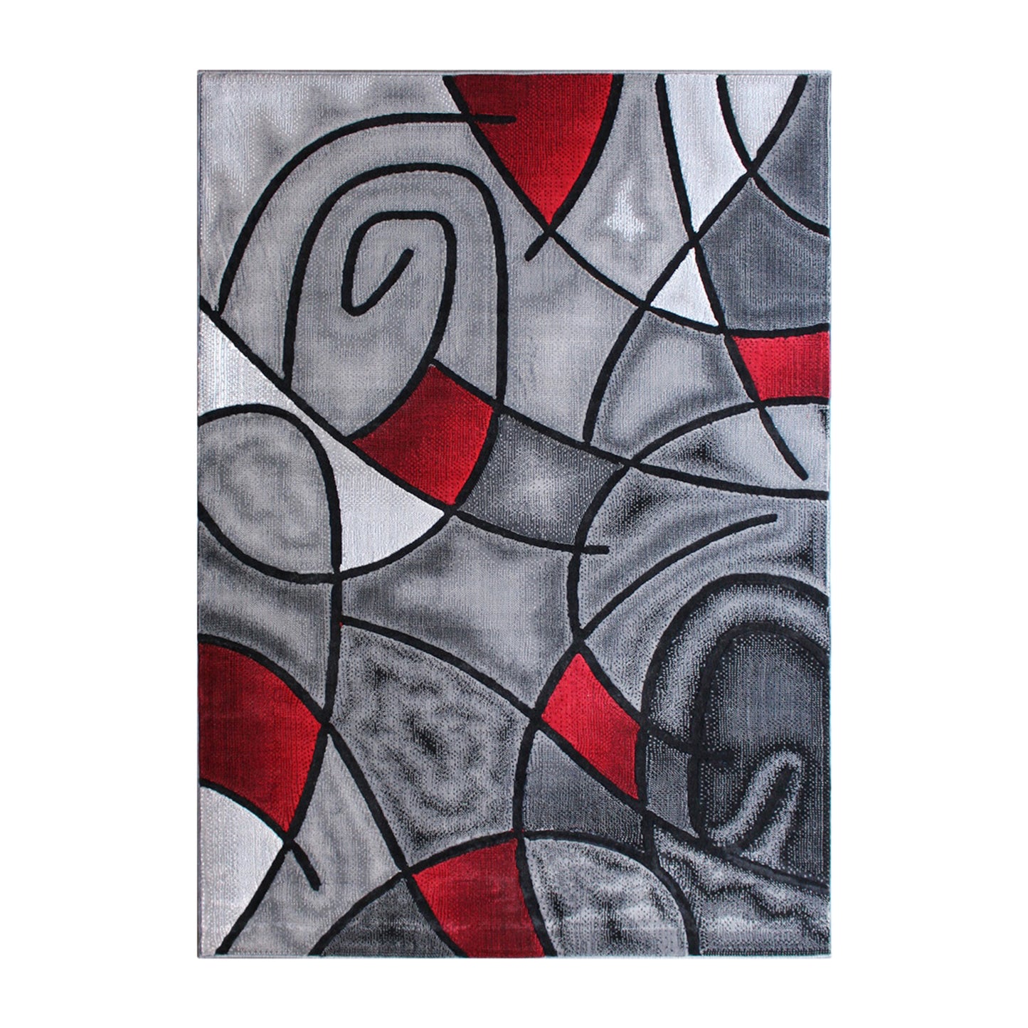 Jubilee Collection 8' x 10' Red Abstract Area Rug - Olefin Rug with Jute Backing - Living Room, Bedroom, & Family Room Red