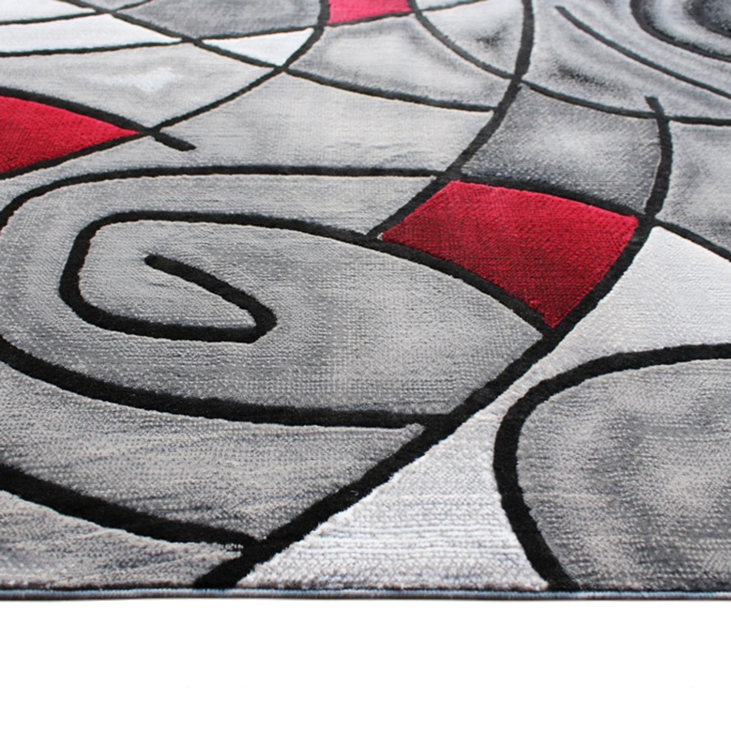 Jubilee Collection 8' x 10' Red Abstract Area Rug - Olefin Rug with Jute Backing - Living Room, Bedroom, & Family Room Red