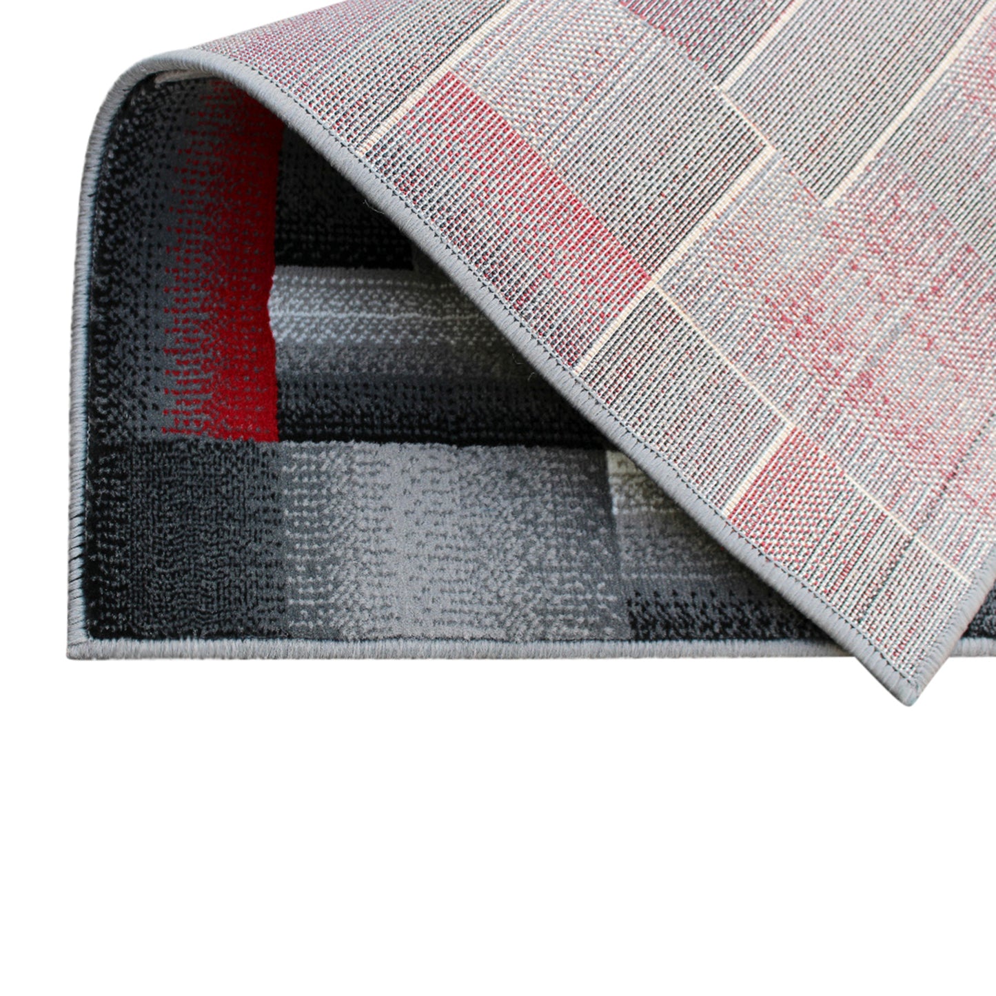 Elio Collection 2' x 3' Red Color Blocked Area Rug - Olefin Rug with Jute Backing - Entryway, Living Room, or Bedroom Red