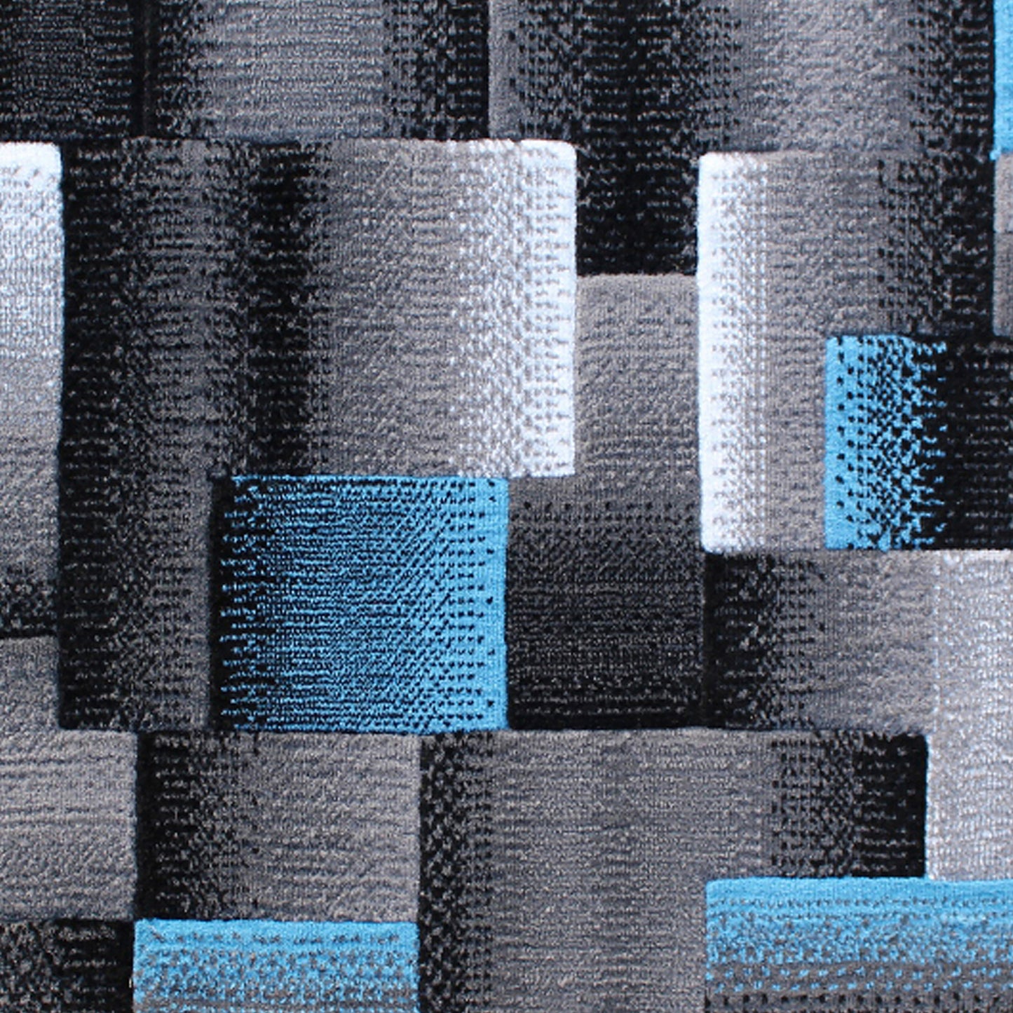 Elio Collection 2' x 7' Blue Color Blocked Area Rug - Olefin Rug with Jute Backing - Entryway, Living Room, or Bedroom Blue