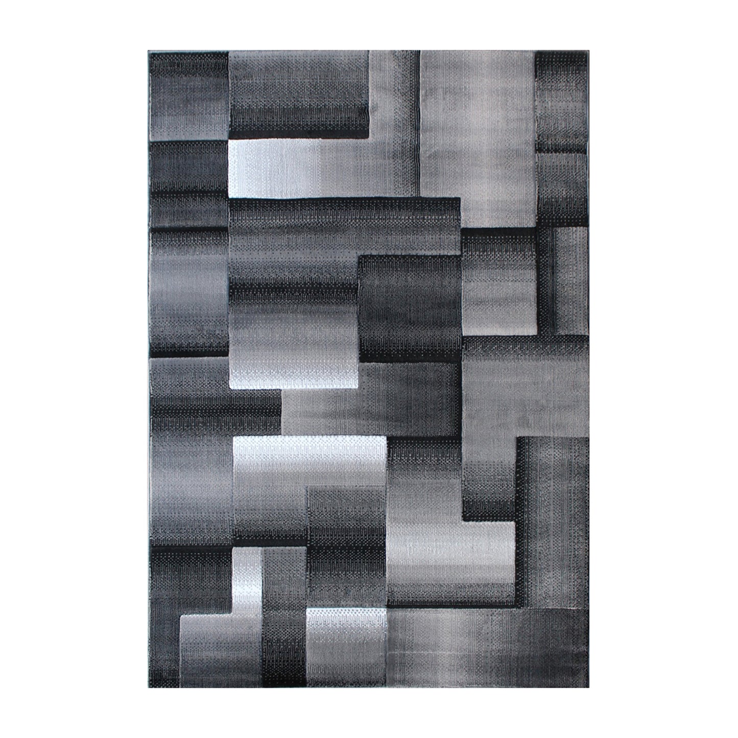 Elio Collection 5' x 7' Gray Color Blocked Area Rug - Olefin Rug with Jute Backing - Entryway, Living Room, or Bedroom Grey