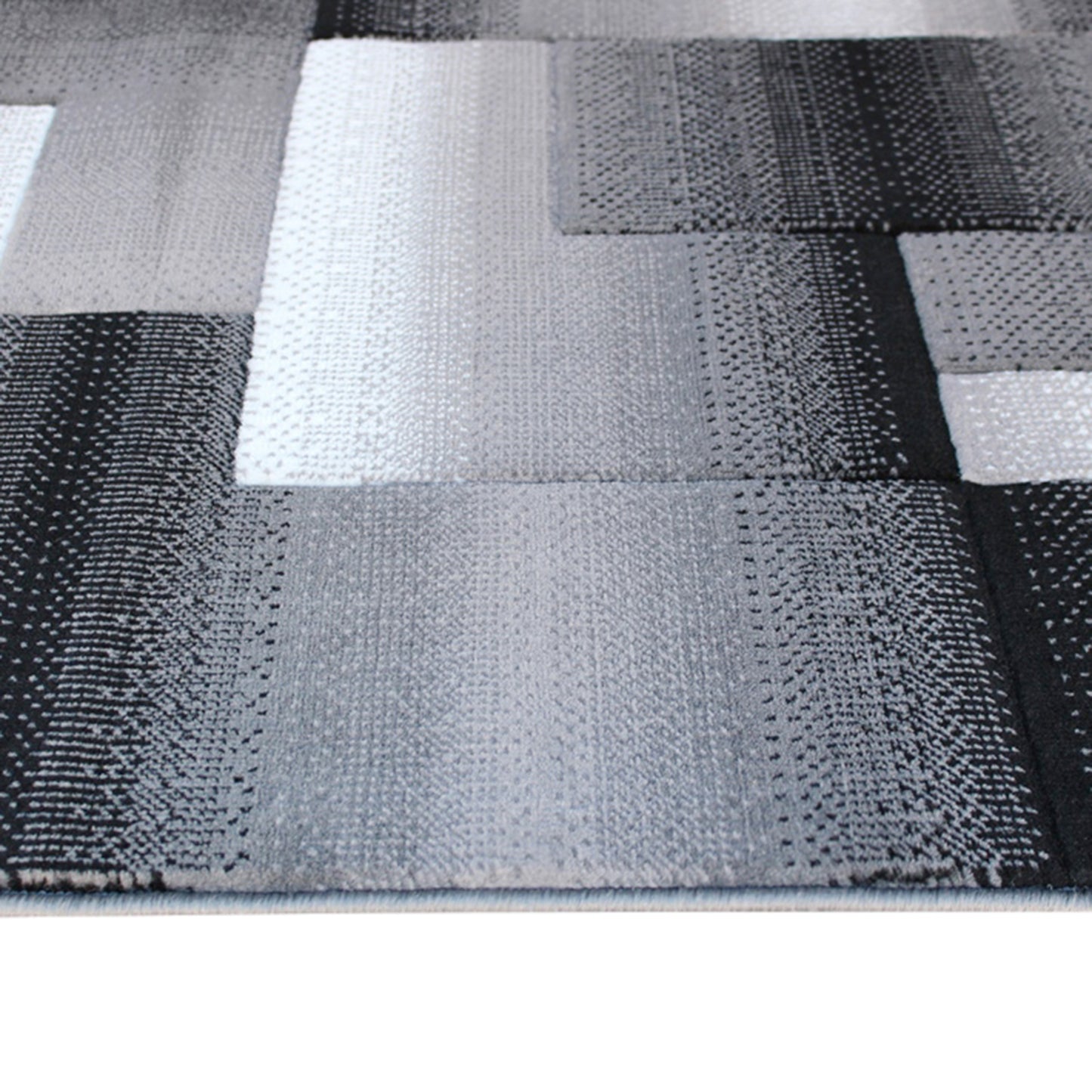 Elio Collection 5' x 7' Gray Color Blocked Area Rug - Olefin Rug with Jute Backing - Entryway, Living Room, or Bedroom Grey