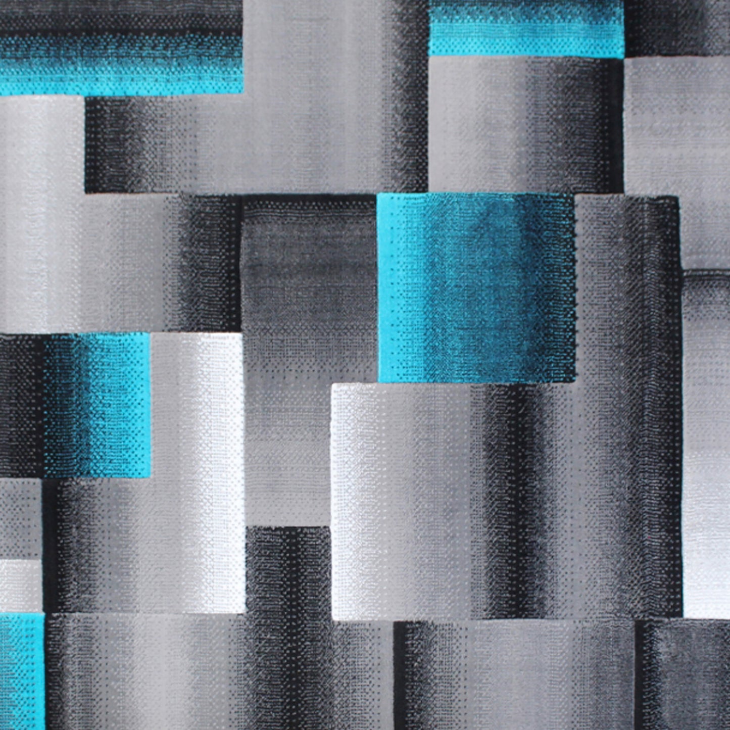 Elio Collection 5' x 7' Turquoise Color Blocked Area Rug - Olefin Rug with Jute Backing - Entryway, Living Room, or Bedroom Turquoise