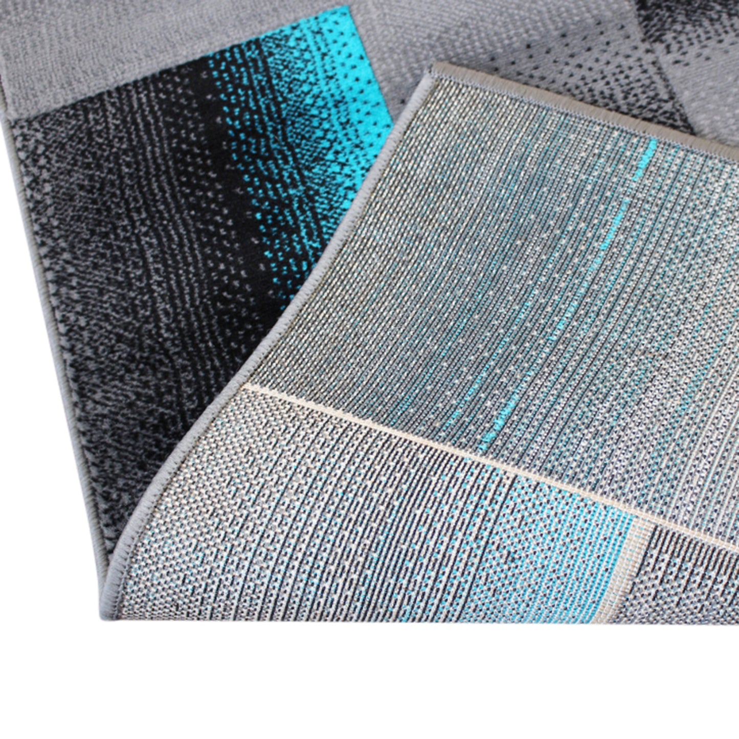 Elio Collection 5' x 7' Turquoise Color Blocked Area Rug - Olefin Rug with Jute Backing - Entryway, Living Room, or Bedroom Turquoise