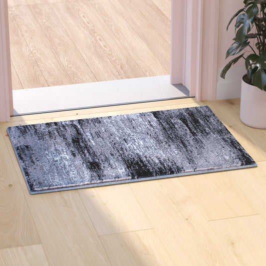 Rylan Collection 2' x 3' Gray Abstract Scraped Area Rug - Olefin Rug with Jute Backing - Living Room, Bedroom, & Entryway Grey