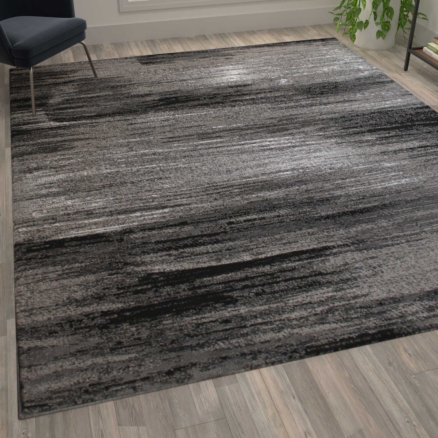 Rylan Collection 8' x 10' Gray Scraped Design Area Rug - Olefin Rug with Jute Backing - Living Room, Bedroom, Entryway Grey