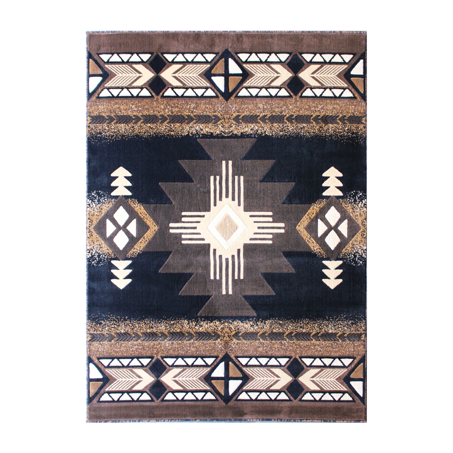 Mohave Collection 8' x 10' Black Traditional Southwestern Style Area Rug - Olefin Fibers with Jute Backing Black