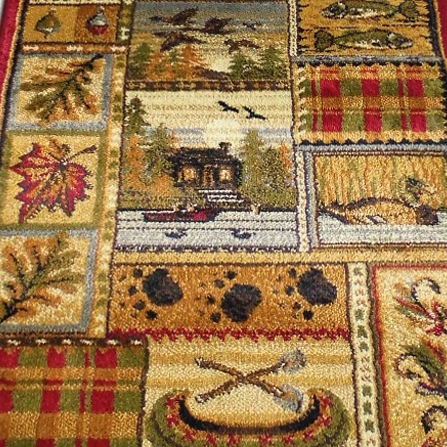 Gaylord Collection Beige 2' x 7' Wilderness Bear and Moose Area Rug with Jute Backing for Indoor Use Brown