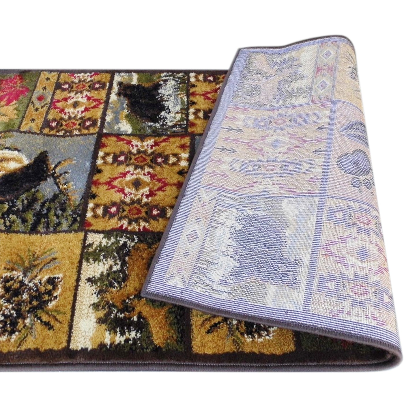 Gaylord Collection Beige 2' x 7' Wilderness Bear and Moose Area Rug with Jute Backing for Indoor Use Brown