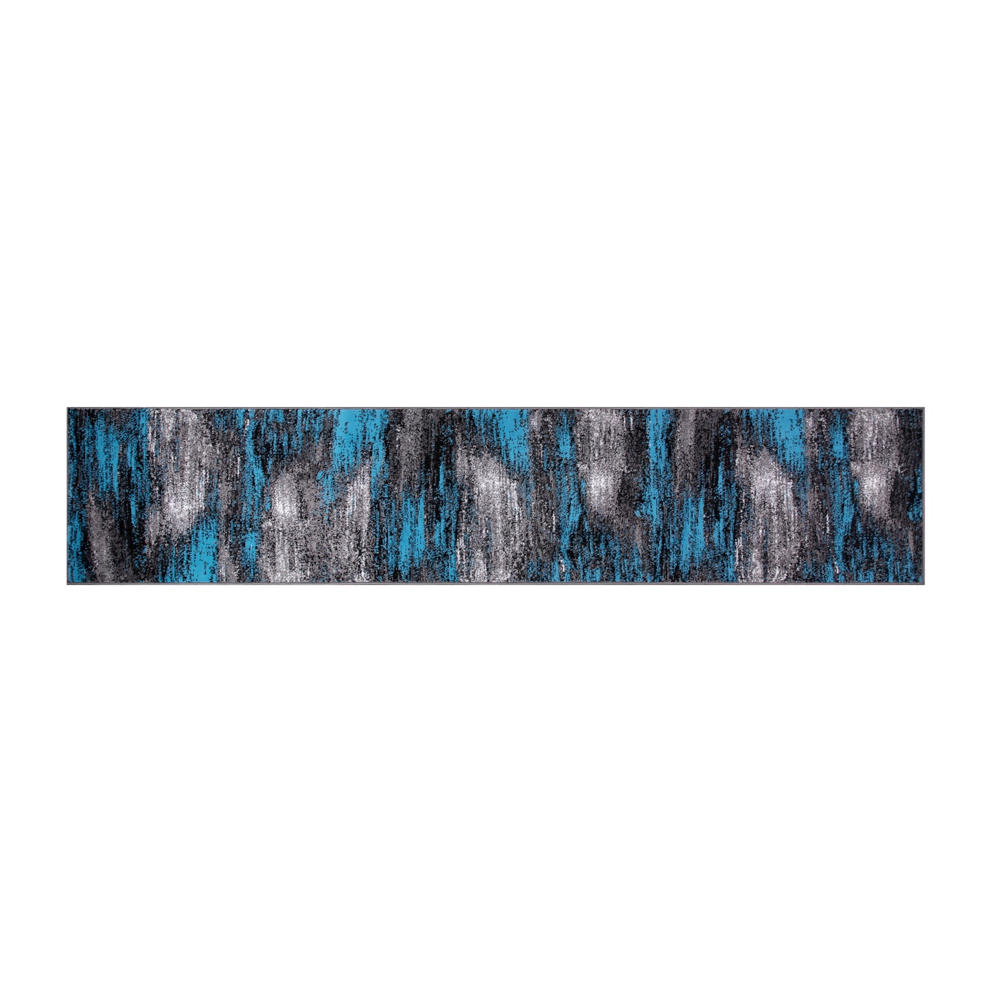 Rylan Collection 2' x 10' Blue Abstract Area Rug - Olefin Rug with Jute Backing for Hallway, Entryway, Bedroom, Living Room Blue