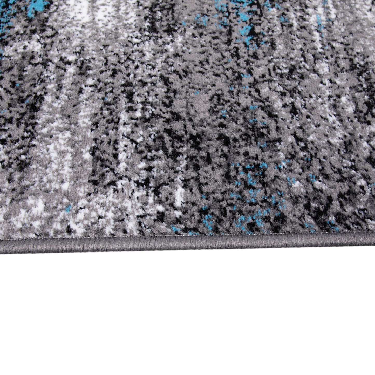 Rylan Collection 2' x 10' Blue Abstract Area Rug - Olefin Rug with Jute Backing for Hallway, Entryway, Bedroom, Living Room Blue