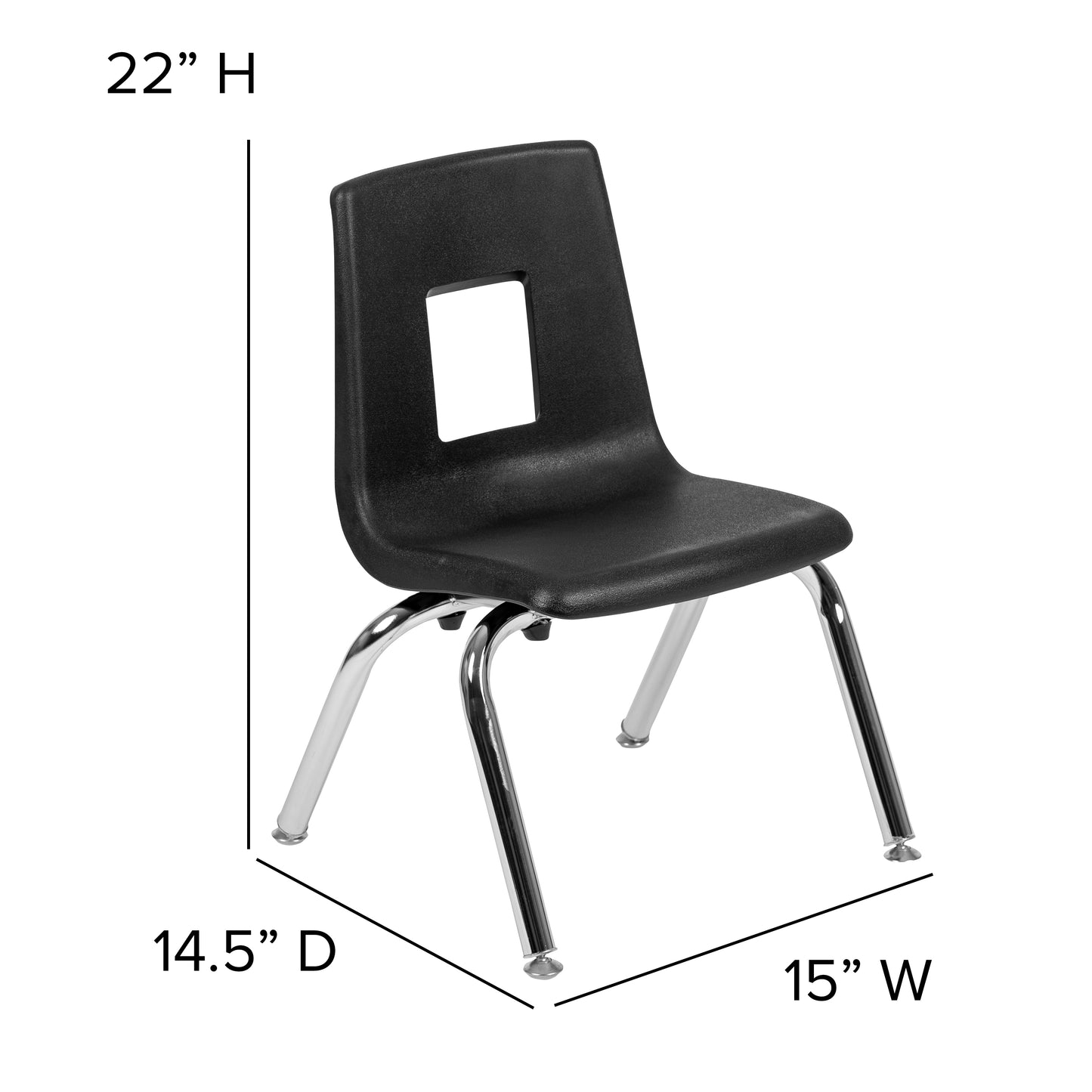 Mickey Advantage Black Student Stack School Chair - 12-inch Black