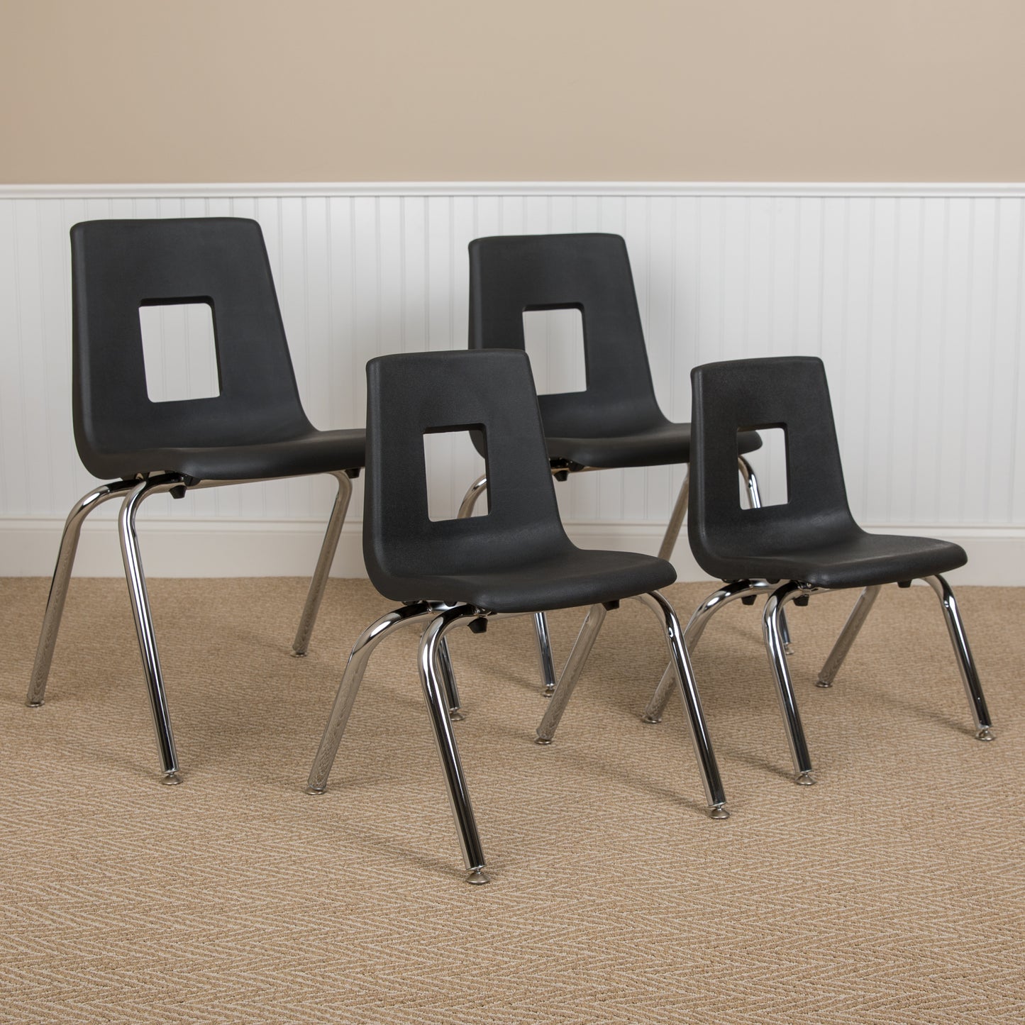 Mickey Advantage Black Student Stack School Chair - 12-inch Black