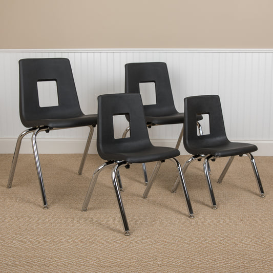 Mickey Advantage Black Student Stack School Chair - 12-inch Black