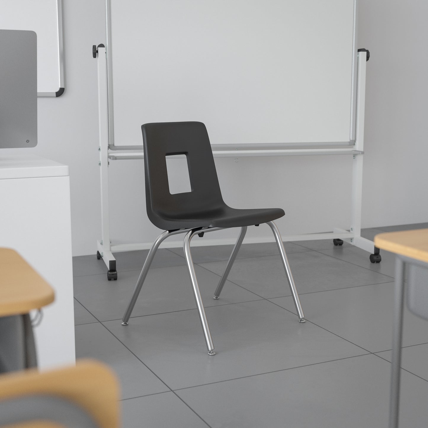 Mickey Advantage Black Student Stack School Chair - 16-inch Black