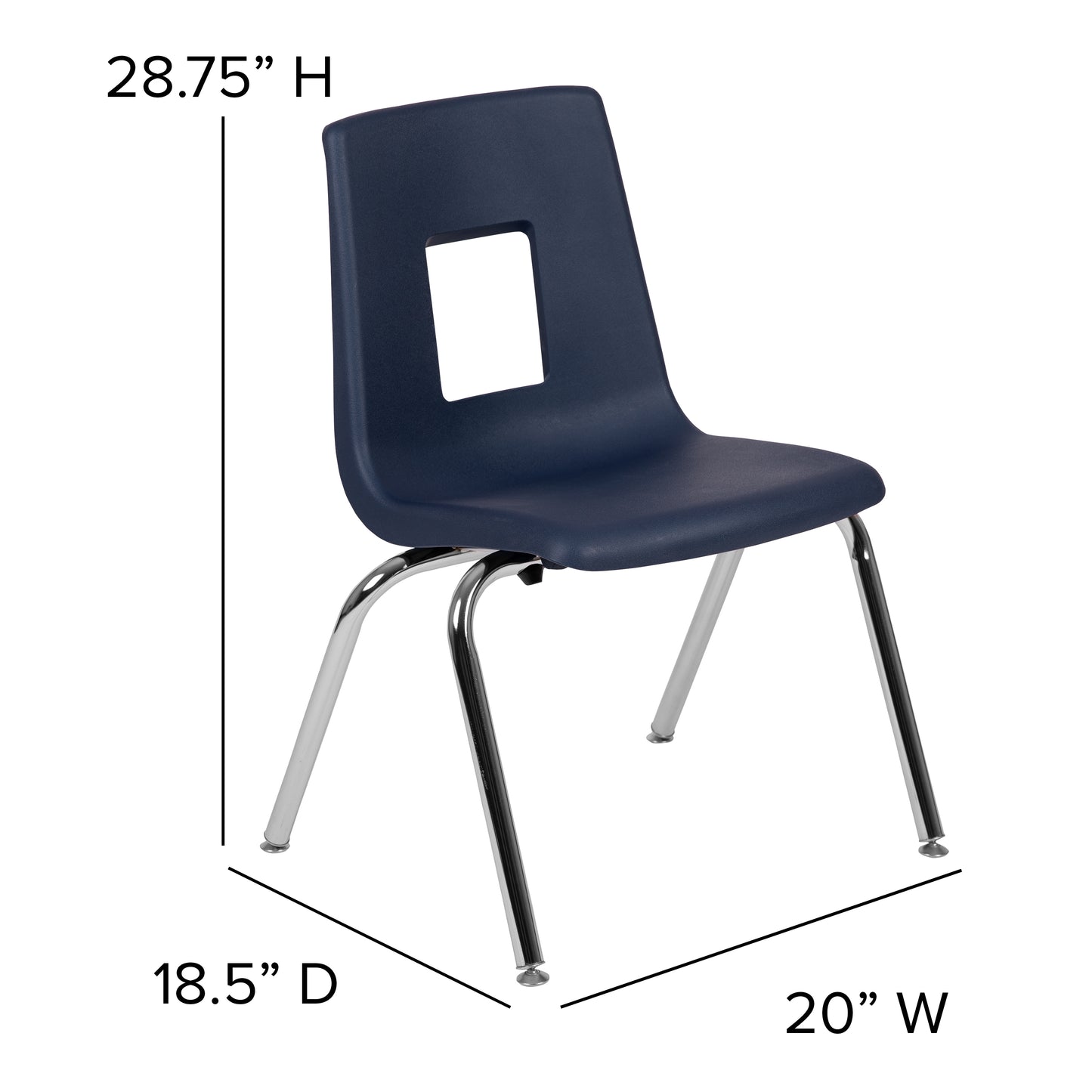 Mickey Advantage Navy Student Stack School Chair - 16-inch Navy