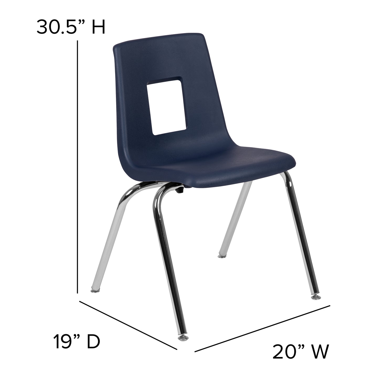 Mickey Advantage Navy Student Stack School Chair - 18-inch Navy