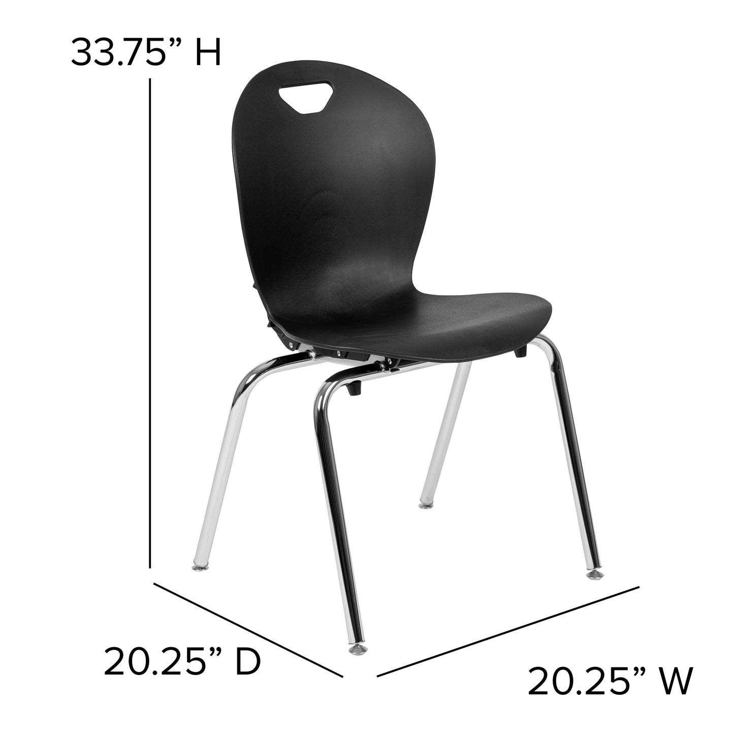 Mickey Advantage Titan Black Student Stack School Chair - 18-inch Black
