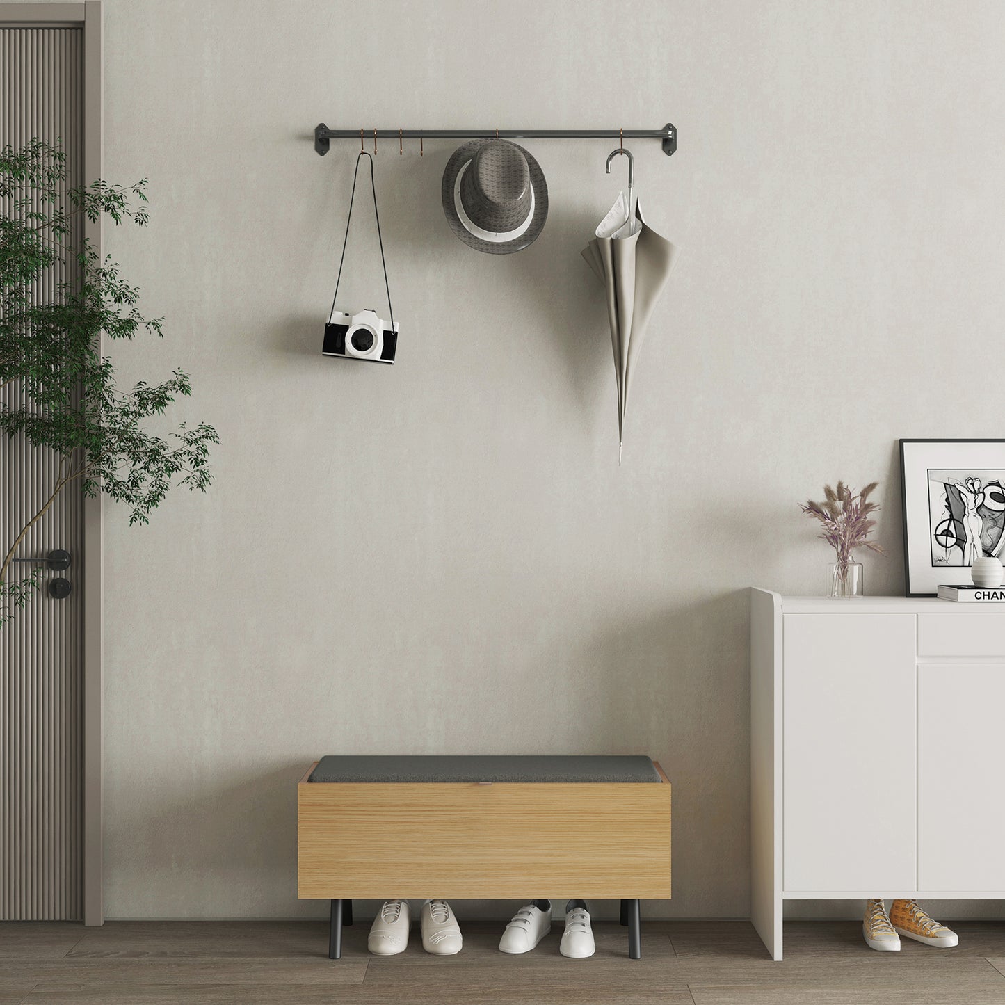 Paloma Modern Accent Storage Bench in Light Oak AF002-NA
