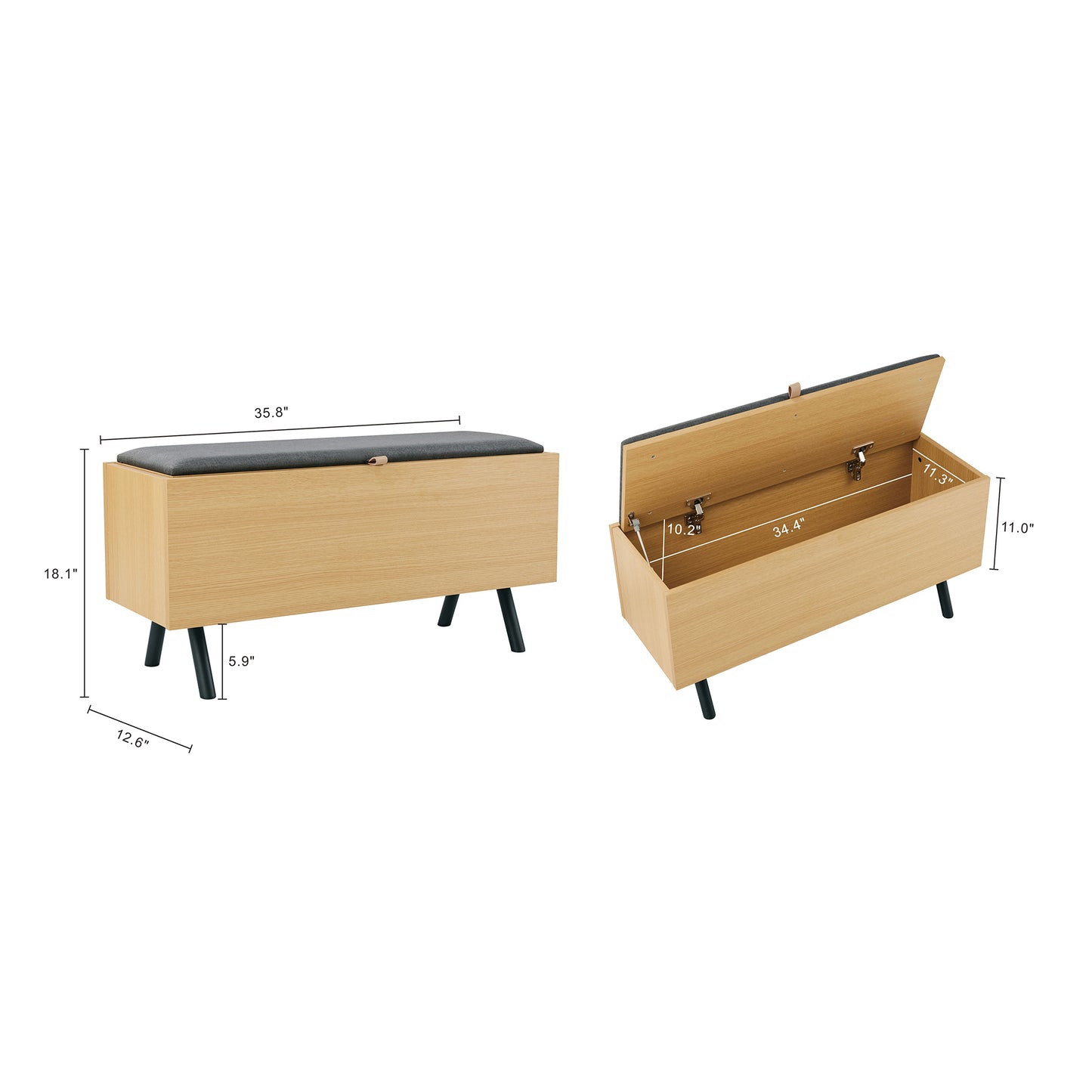 Paloma Modern Accent Storage Bench in Light Oak AF002-NA