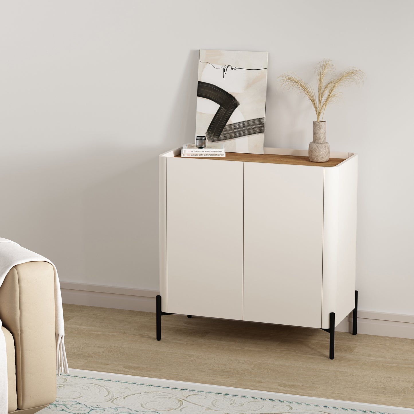 Abbey Modern 32" Accent Cabinet in Maple and Off White AF004-OW