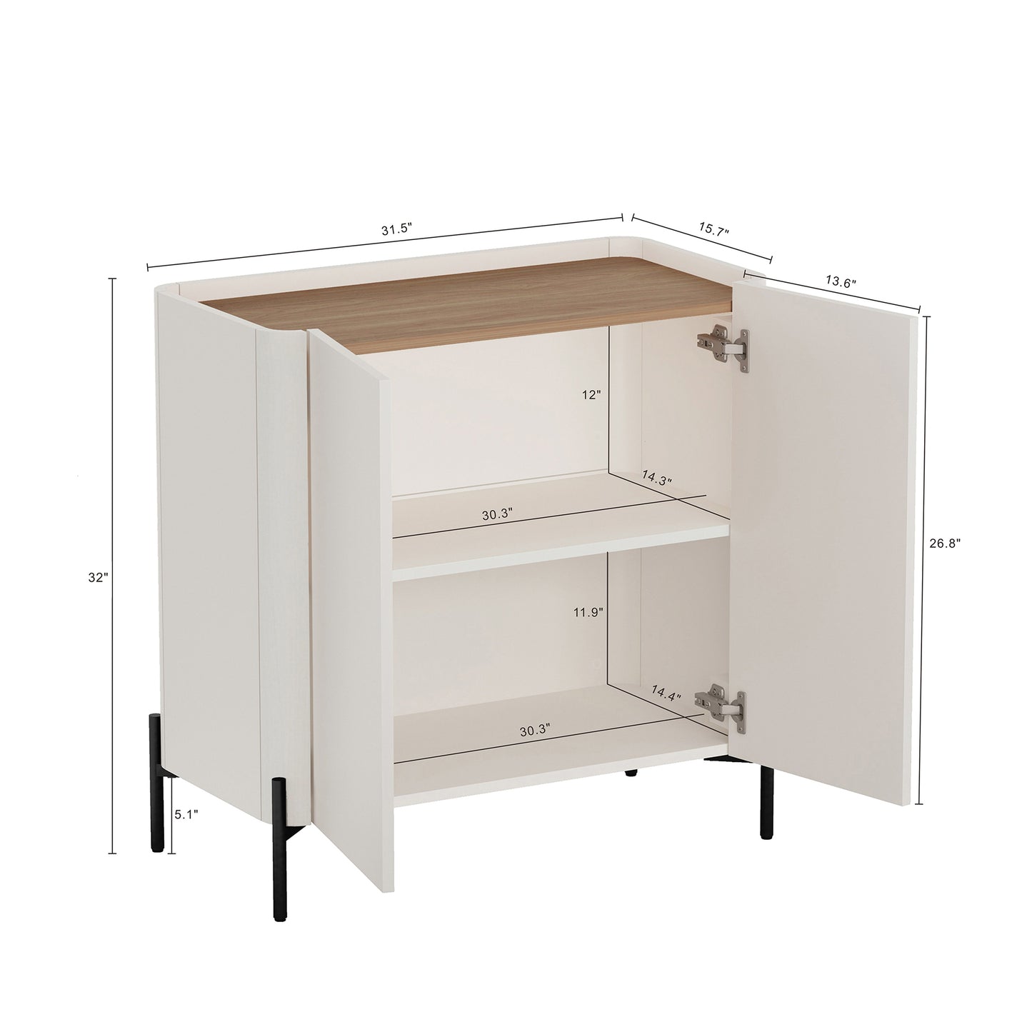 Abbey Modern 32" Accent Cabinet in Maple and Off White AF004-OW