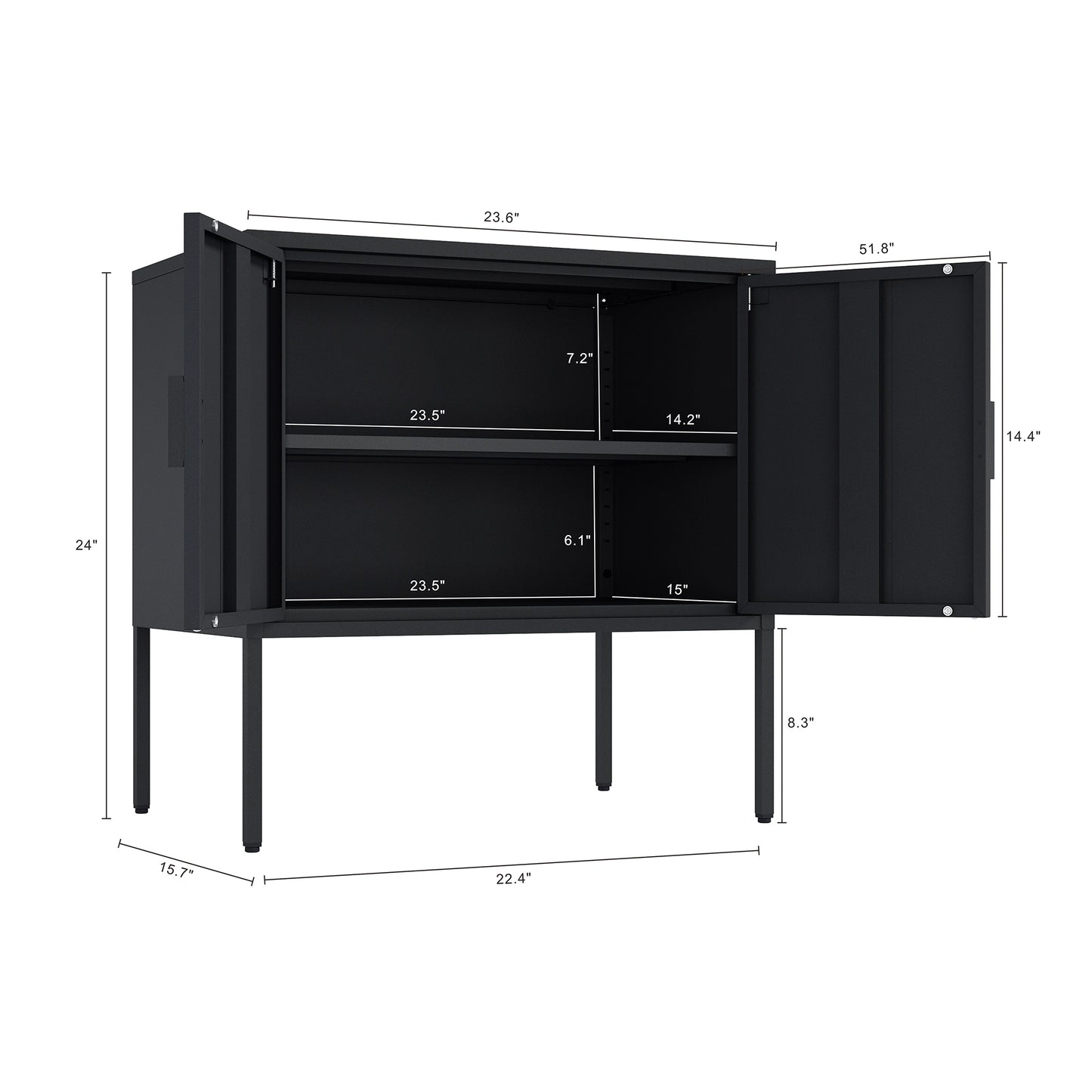 Ava Modern 24" Metal Accent Cabinet in Black AF005-BK