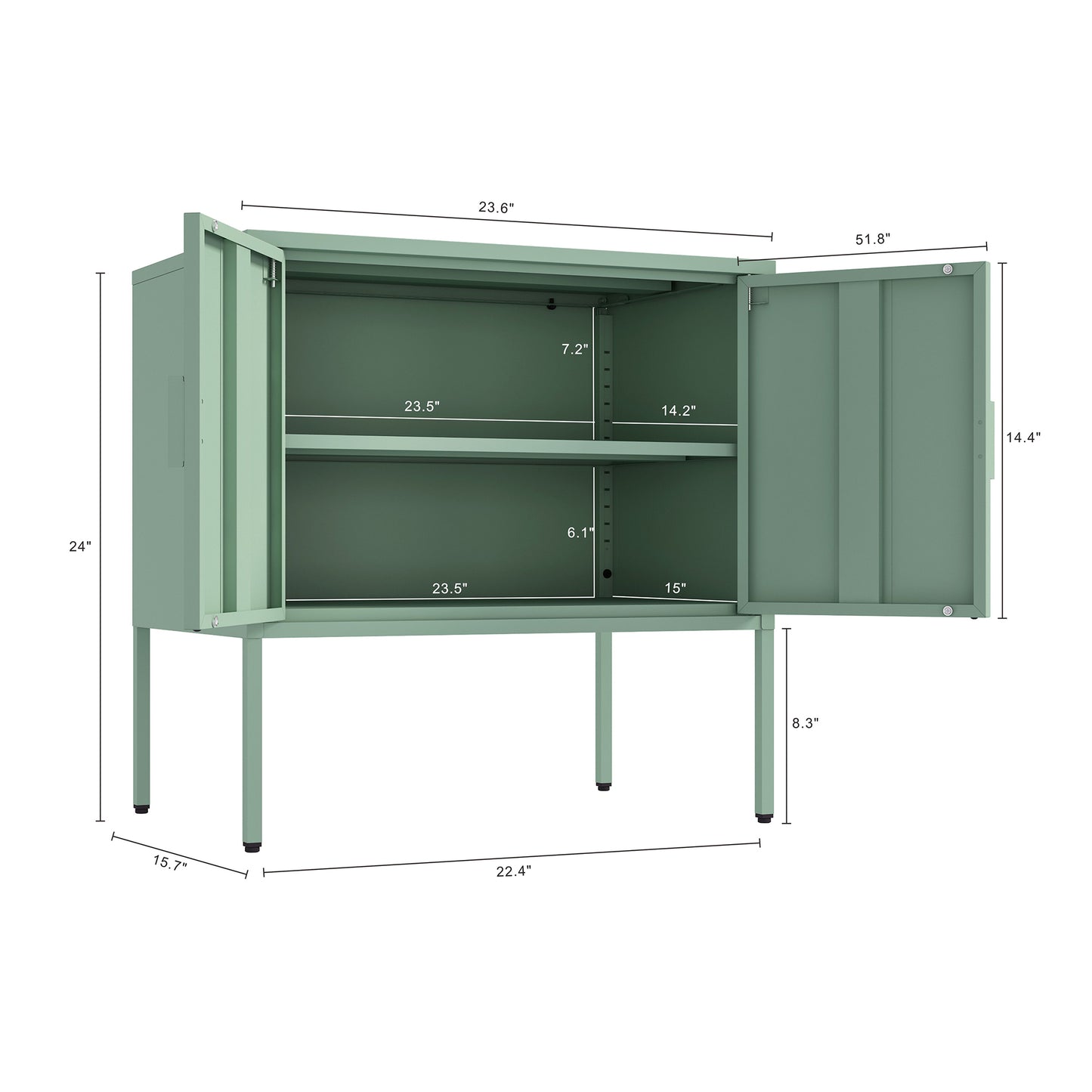 Ava Modern 24" Metal Accent Cabinet in Sage Green AF005-GR