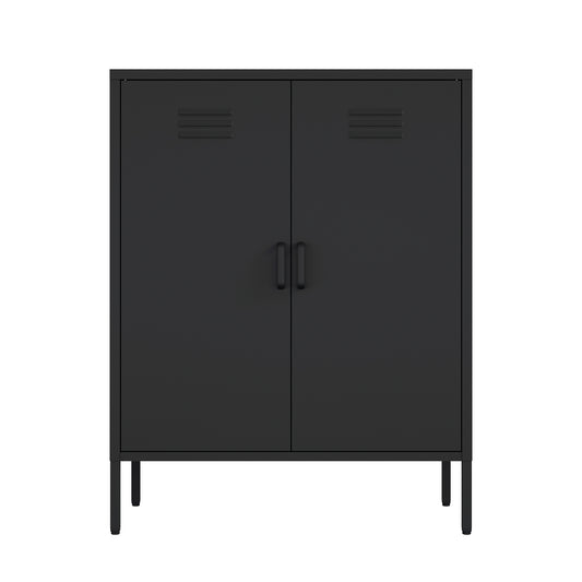 Naomi Modern 32" Metal Accent Cabinet in Black AF006-BK