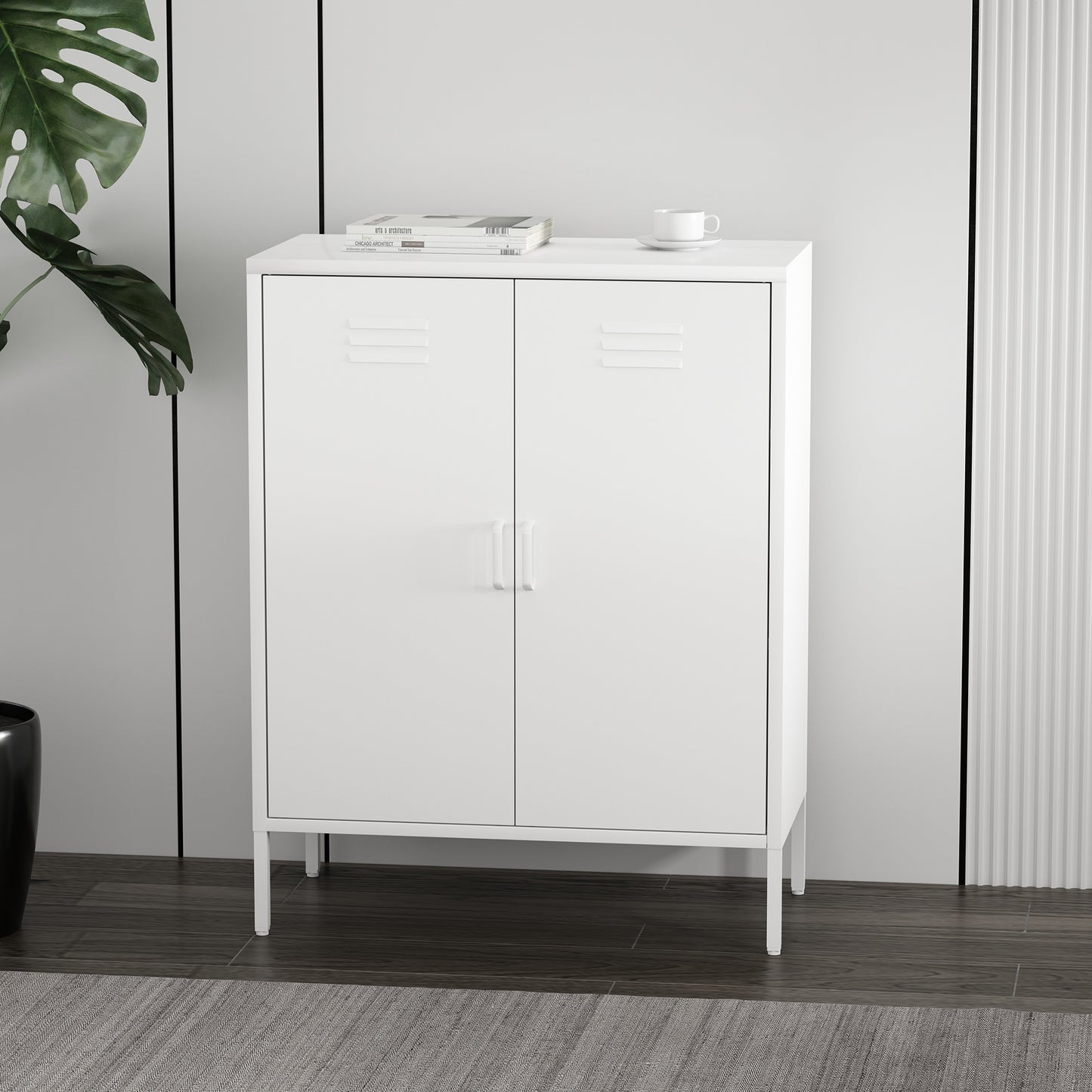 Naomi Modern 32" Metal Accent Cabinet in White AF006-WH