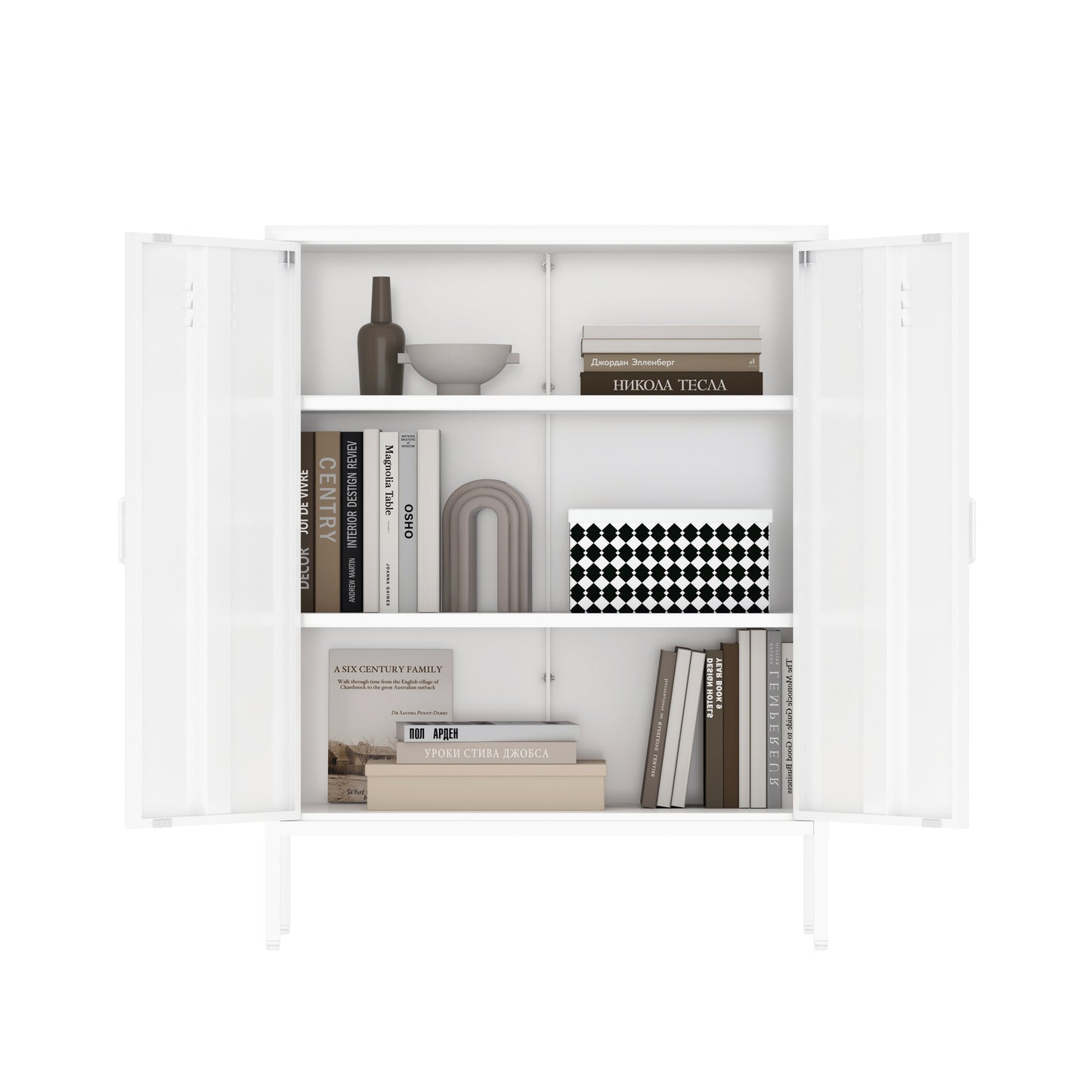 Naomi Modern 32" Metal Accent Cabinet in White AF006-WH