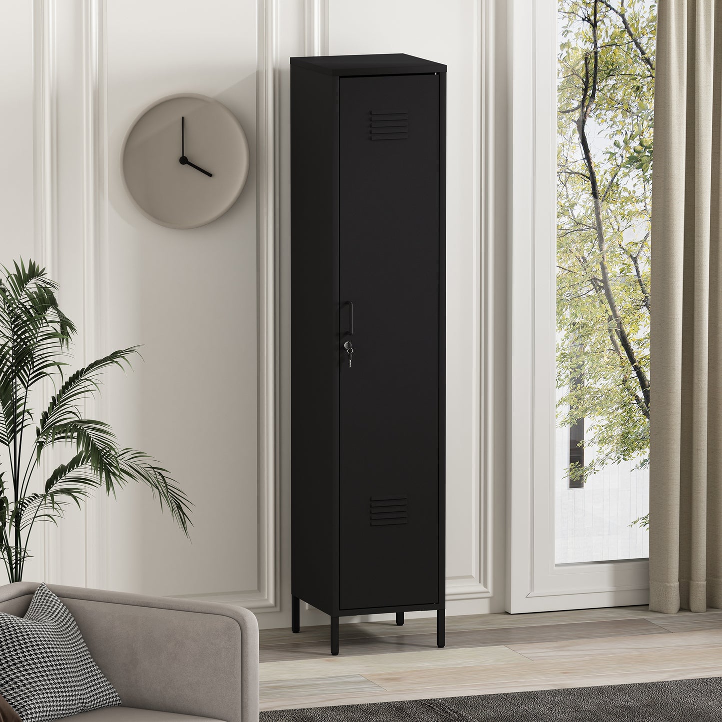 Naomi Modern 15" Metal Storage Cabinet in Black AF007-BK