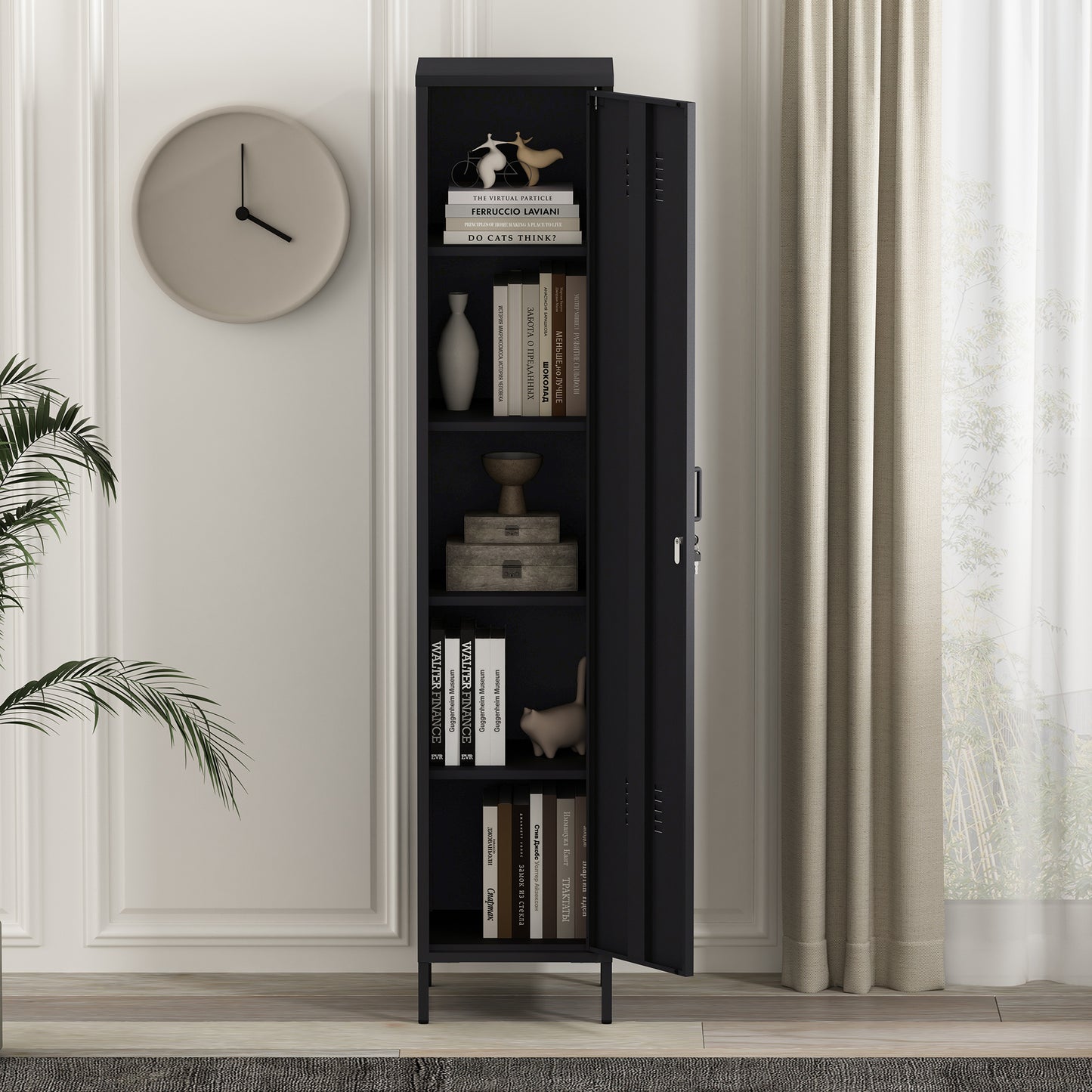 Naomi Modern 15" Metal Storage Cabinet in Black AF007-BK