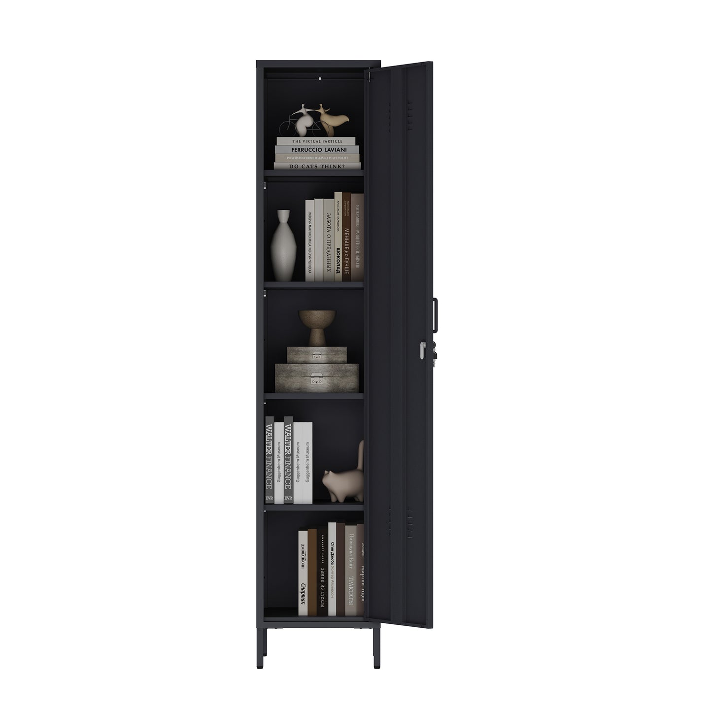 Naomi Modern 15" Metal Storage Cabinet in Black AF007-BK