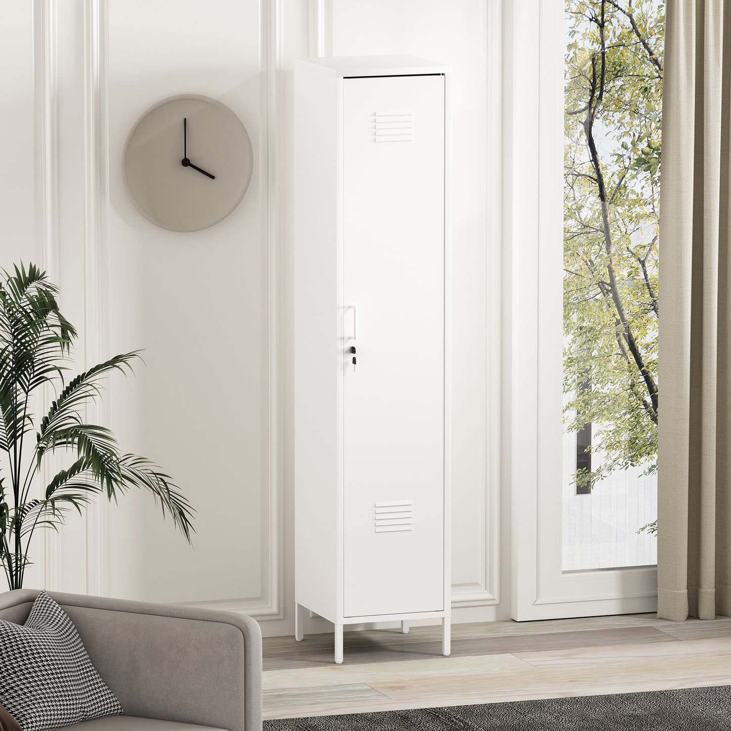 Naomi Modern 15" Metal Storage Cabinet in White AF007-WH